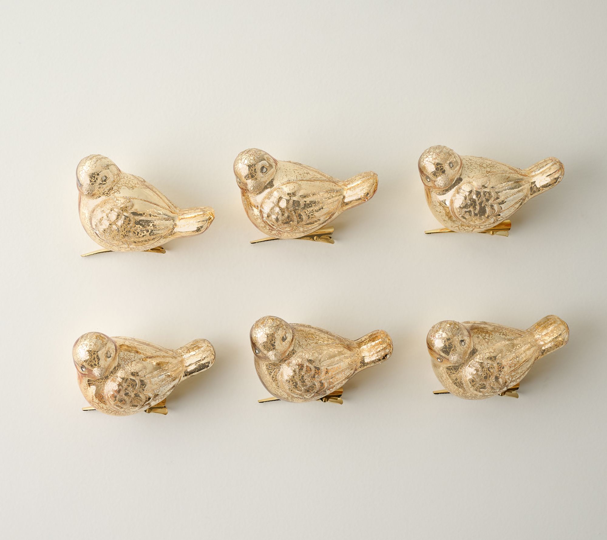  Set of 6 Mercury Glass Bird Clips by Valerie