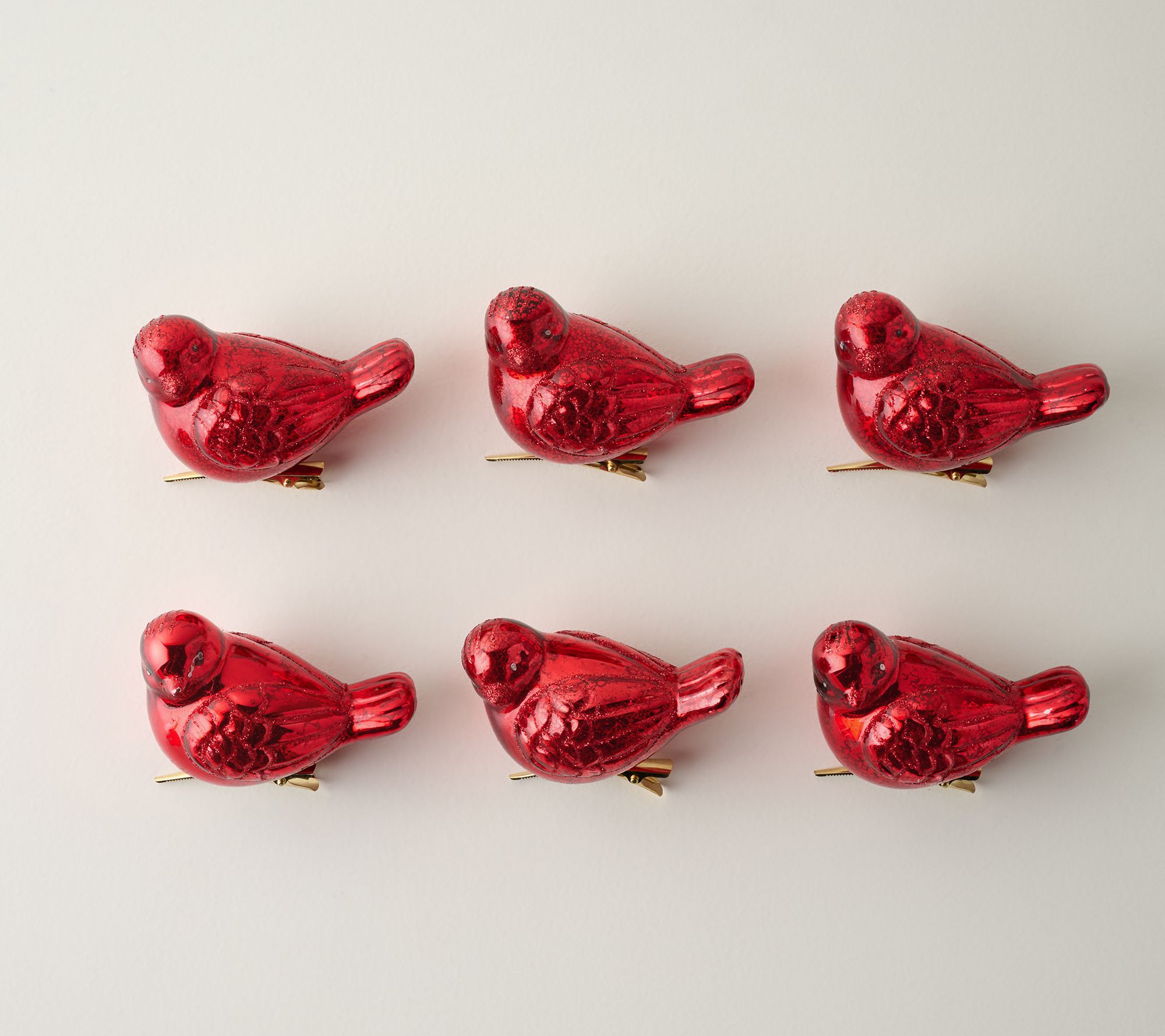 Set of 6 Mercury Glass Bird Clips by Valerie