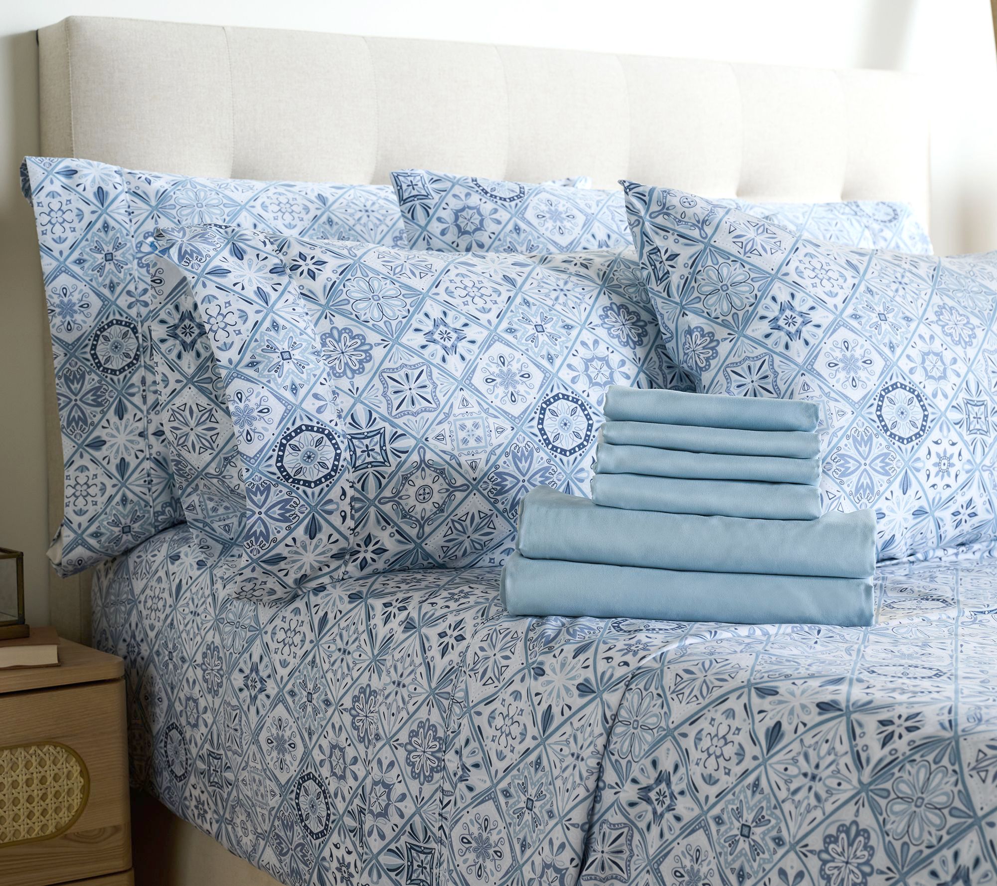 "As Is" Home Reflections 2pk Double Brushed Sheet Sets w/ Extra Cases