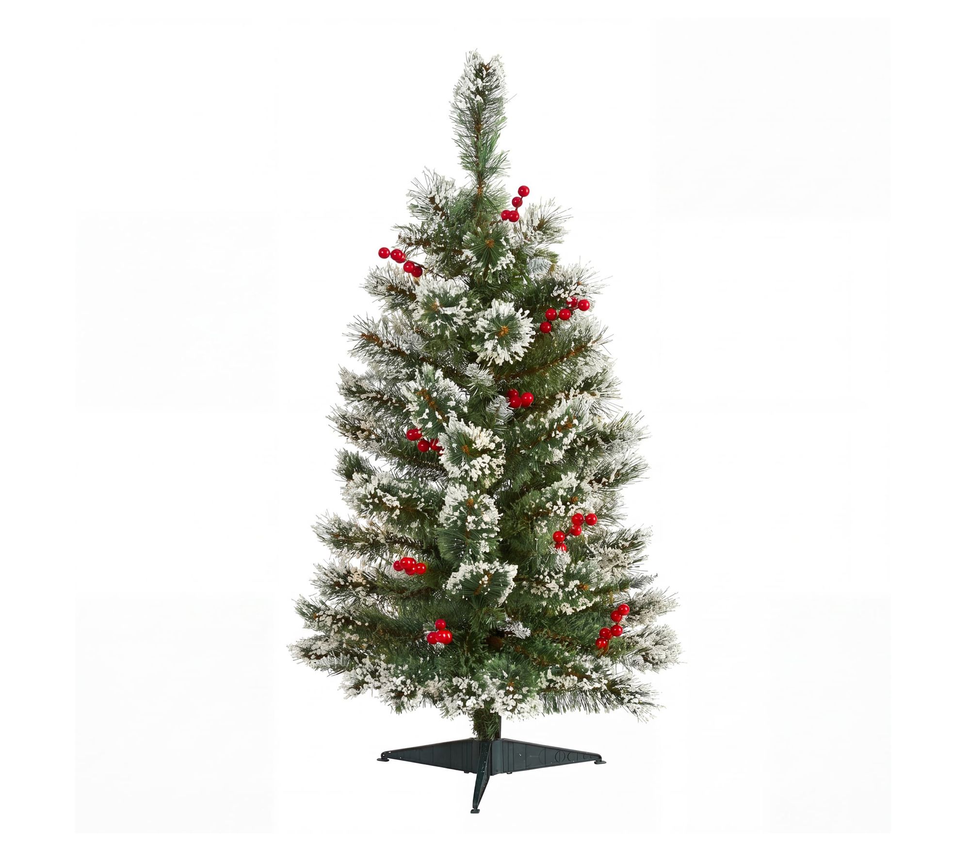 3-ft Frosted Swiss Pine Tree with Berries by Nearly Natural