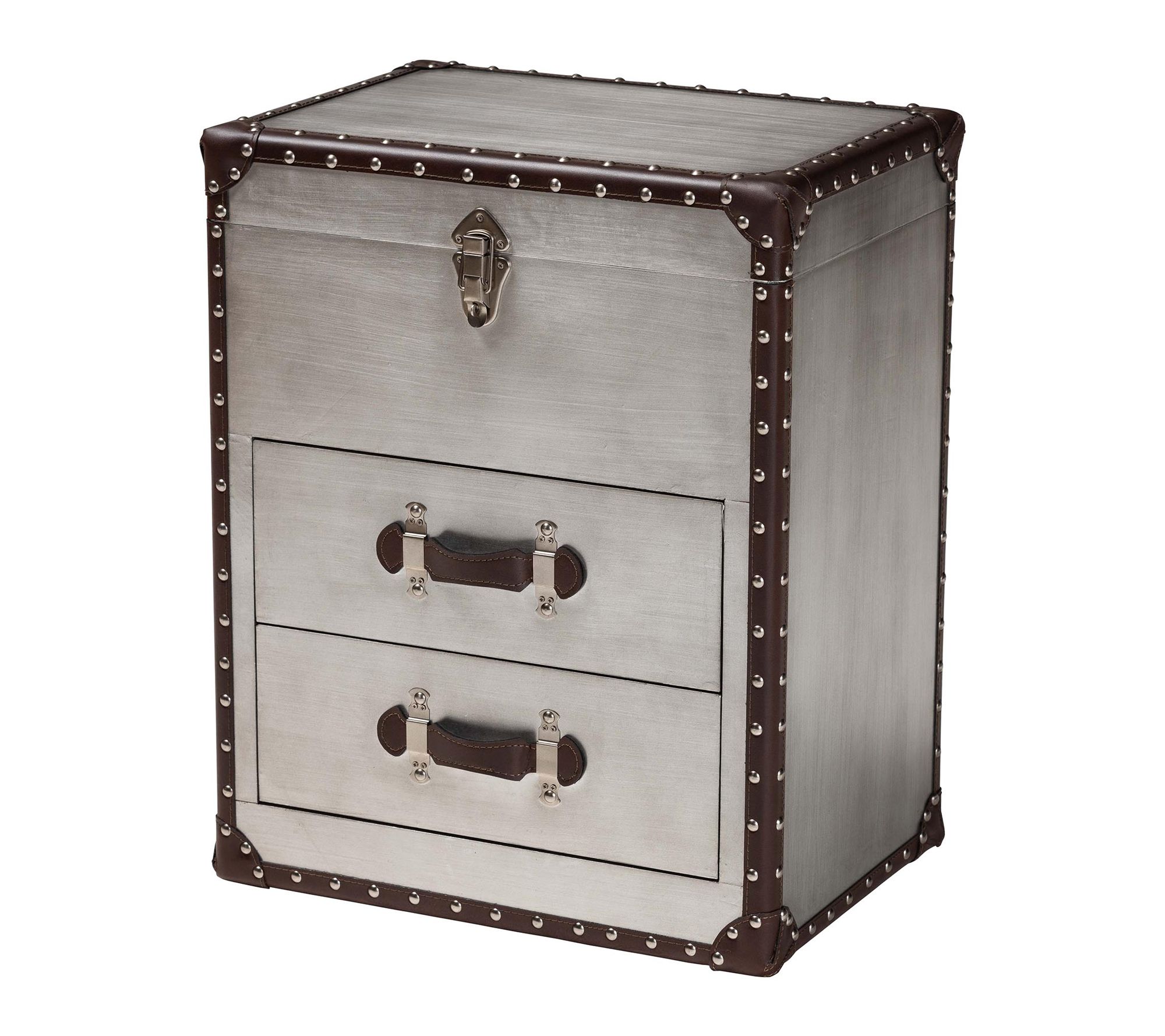 Baxton Studio Calidore Silver Metal 2-Drawer End Table