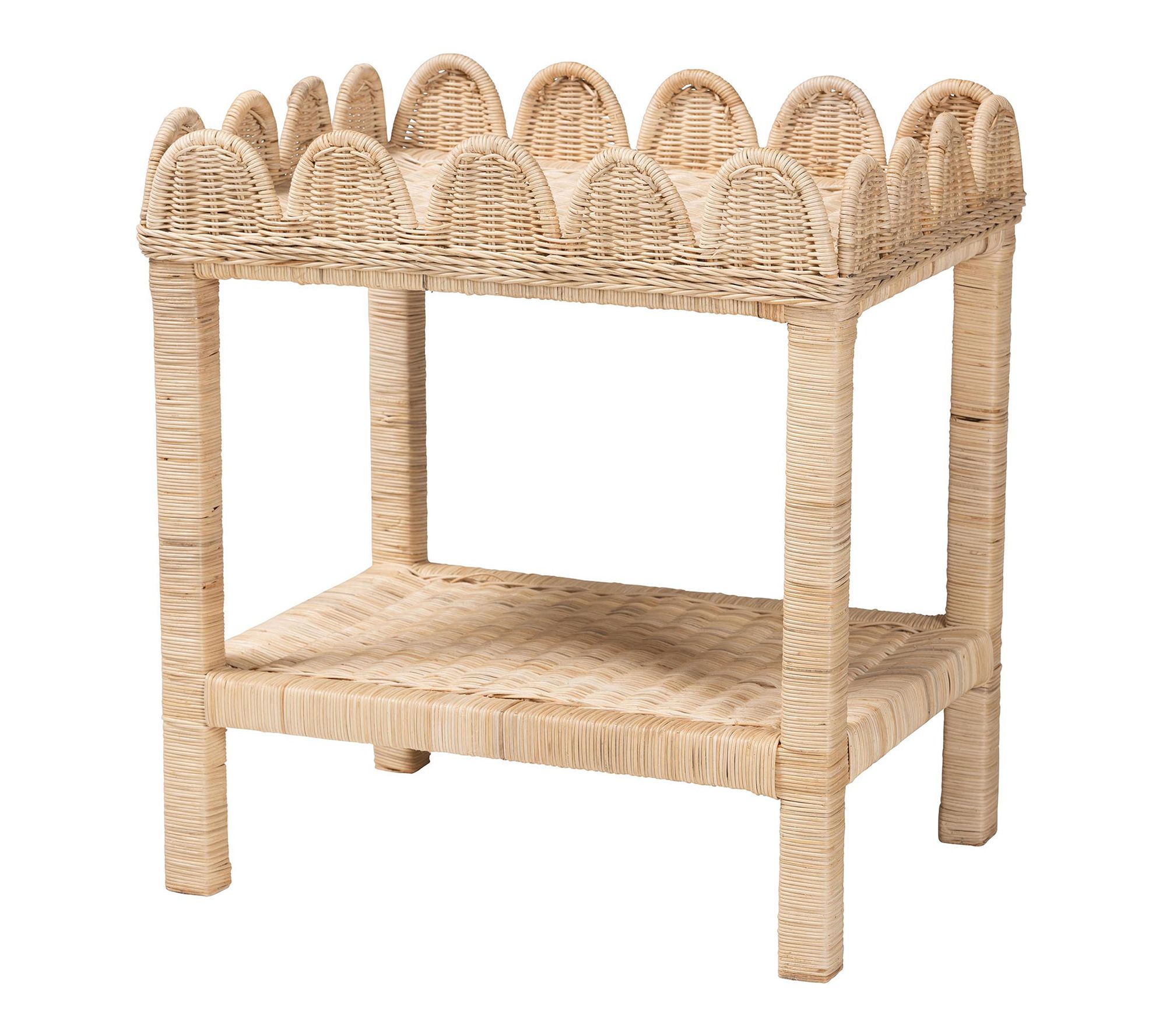 bali & pari Sumana Scallop Natural Rattan Mahogany Side Table