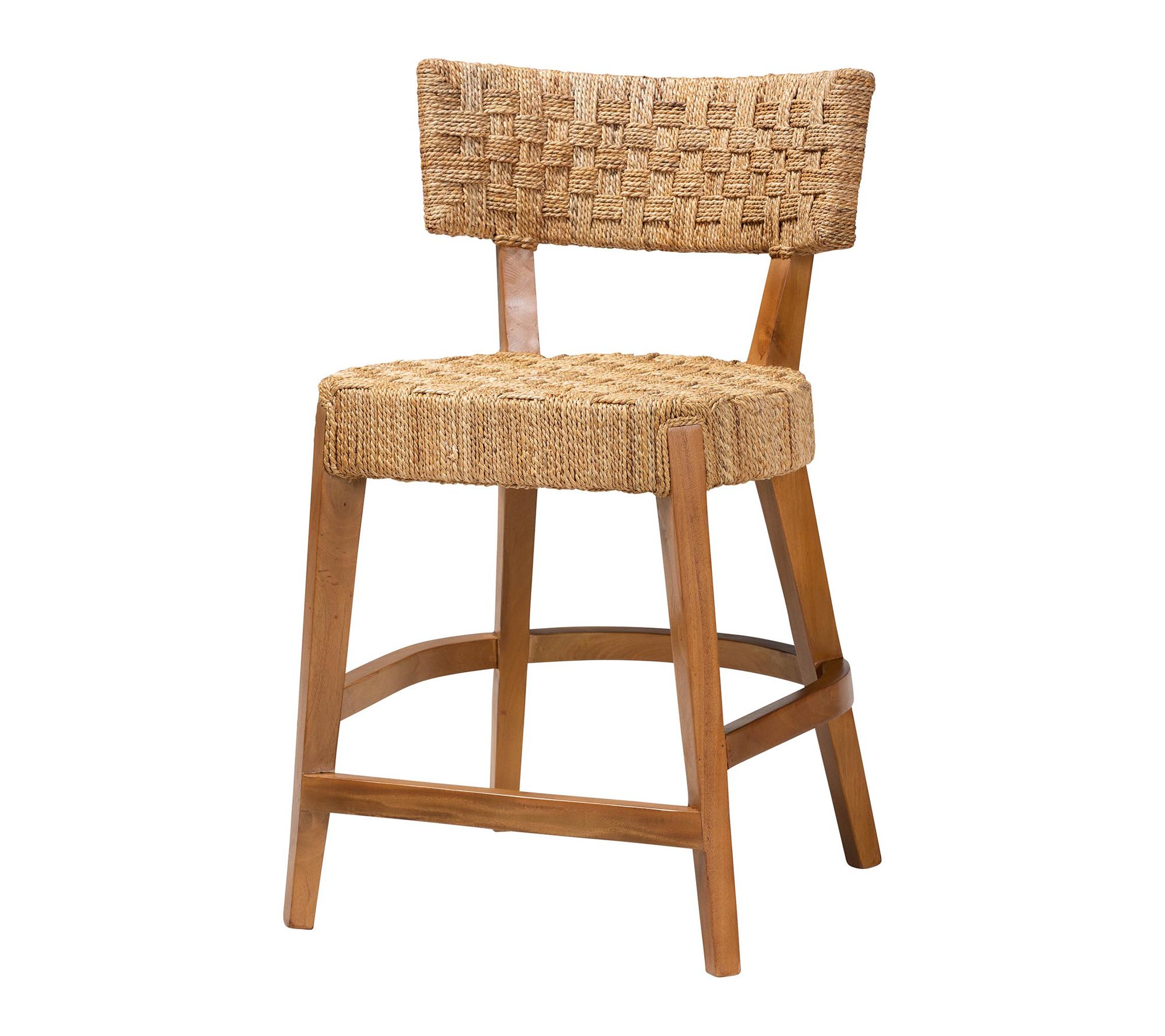 bali & pari Sabit Seagrass and Mahogany Wood Counter Stool