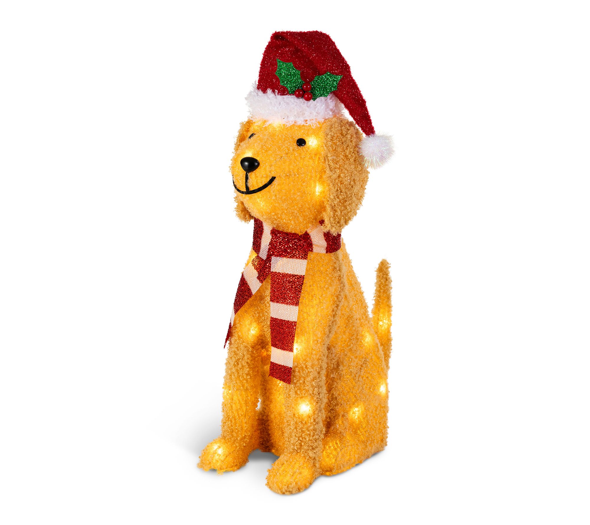 Glitzhome 22.00"H 3D Warm White LED Christmas Fabric Dog