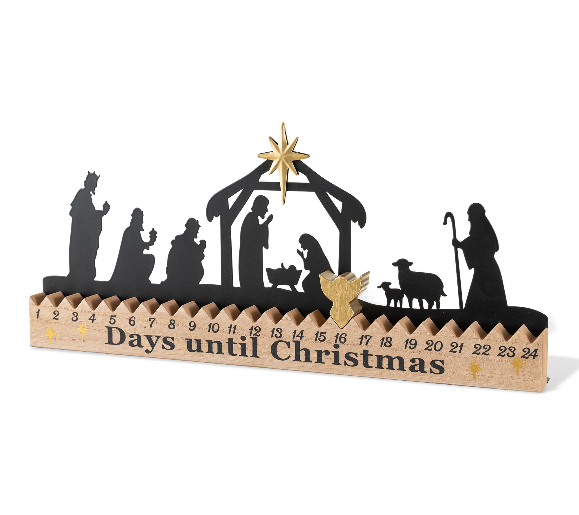  Glitzhome 18"L Christmas Nativity Advent Calendar Decor