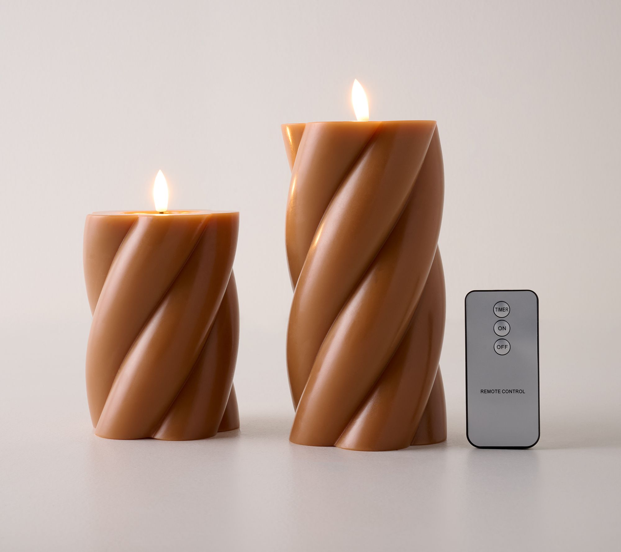 "As Is" Set of 2 Twisted Flameless Pillar Candles by Kim Gravel