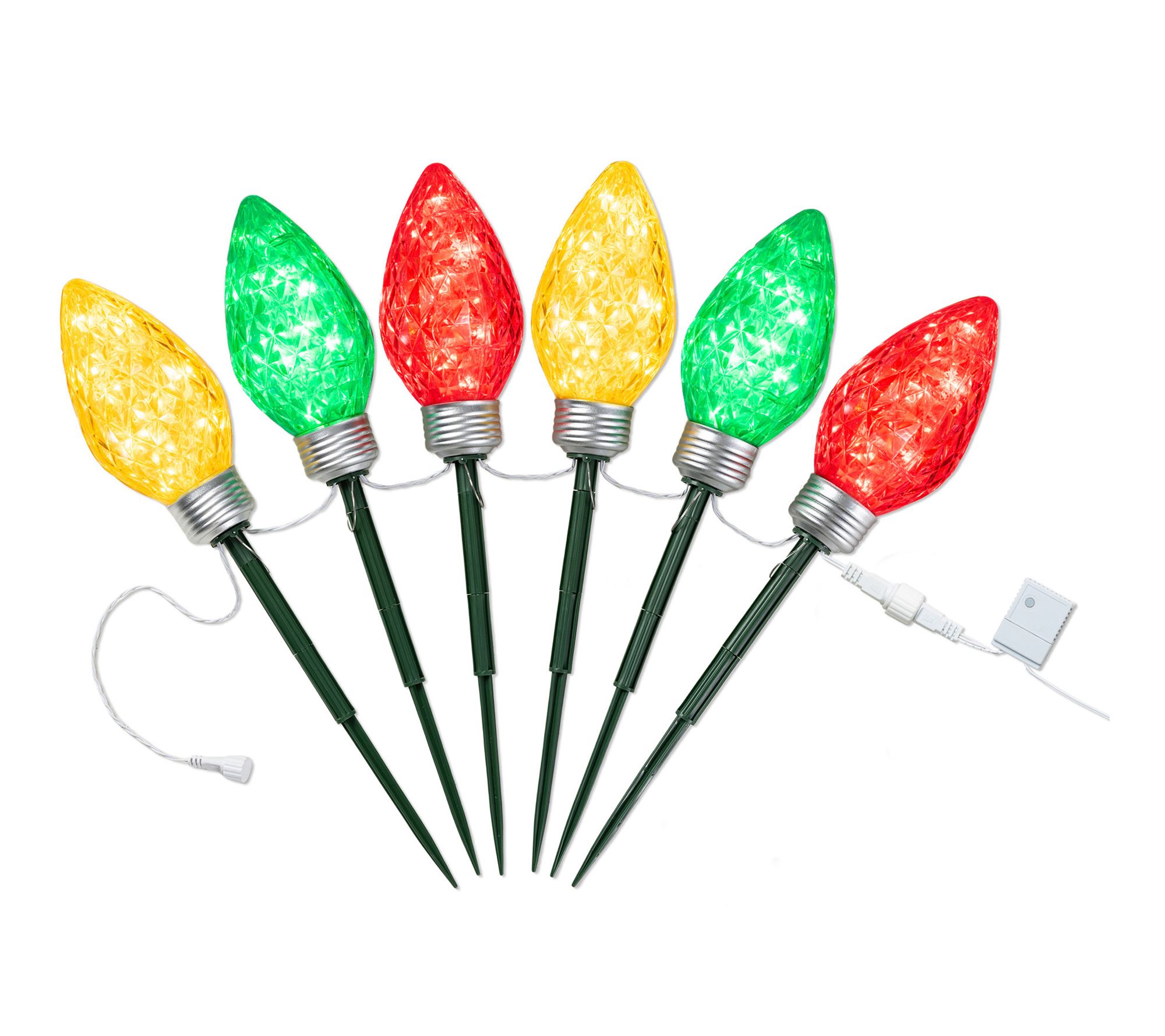 Glitzhome 6 -Pack Christmas C9 Strawberry Jumbo Stake Lights