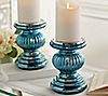Set of 2 Lit Candle Holder Pedestals with Mirror Inserts by Valerie