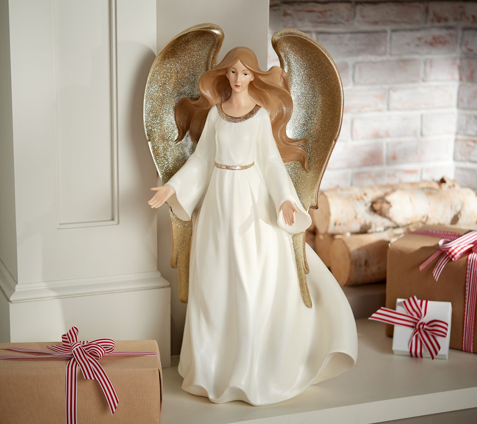 "As Is" Indoor/ Outdoor Angel Figurine with Glistening Wings