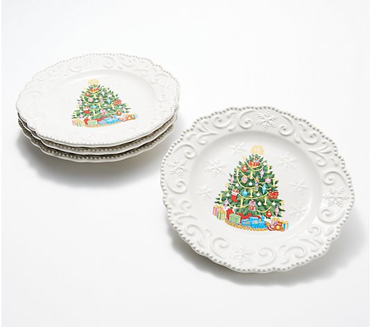Temp-tations Christmas Set of (4) 8" Dessert Plates