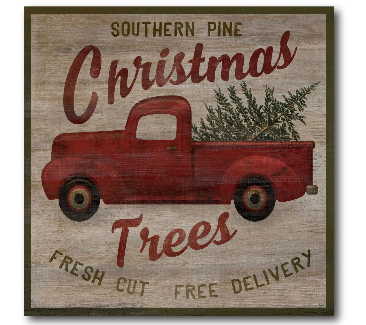 Courtside Market Pick-Up Truck Trees 16x16 Canv as
