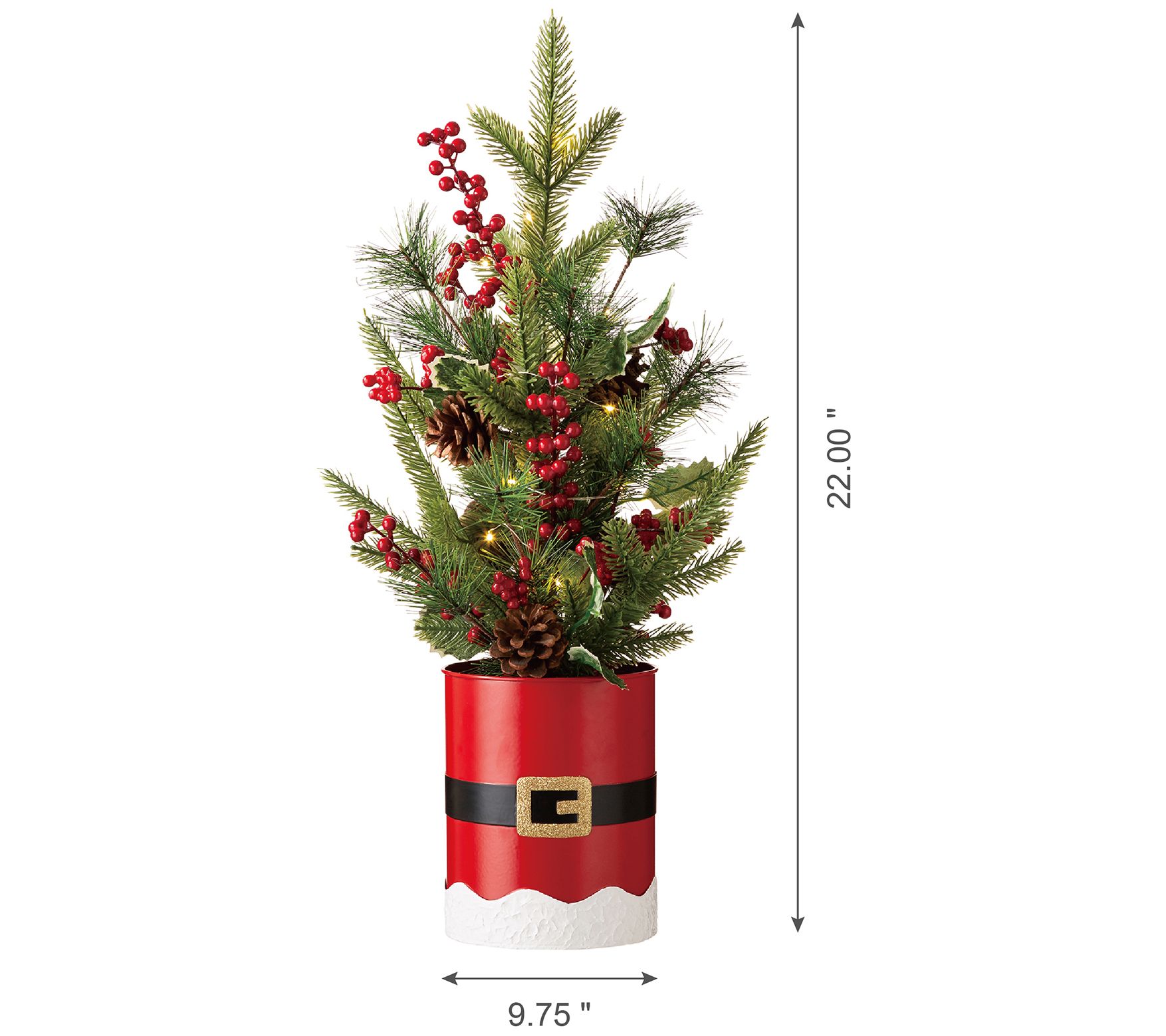 Glitzhome Santas Belt 22 Led Lighted Potted Ch Ristmas Tree