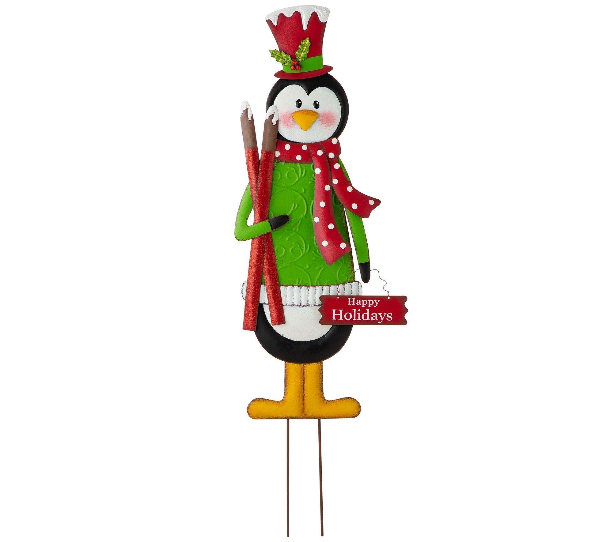 Glitzhome 36" Skiing Penguin Metal Christmas Yard Stake