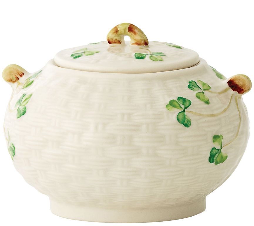 Belleek Classic Shamrock Sugar Bowl