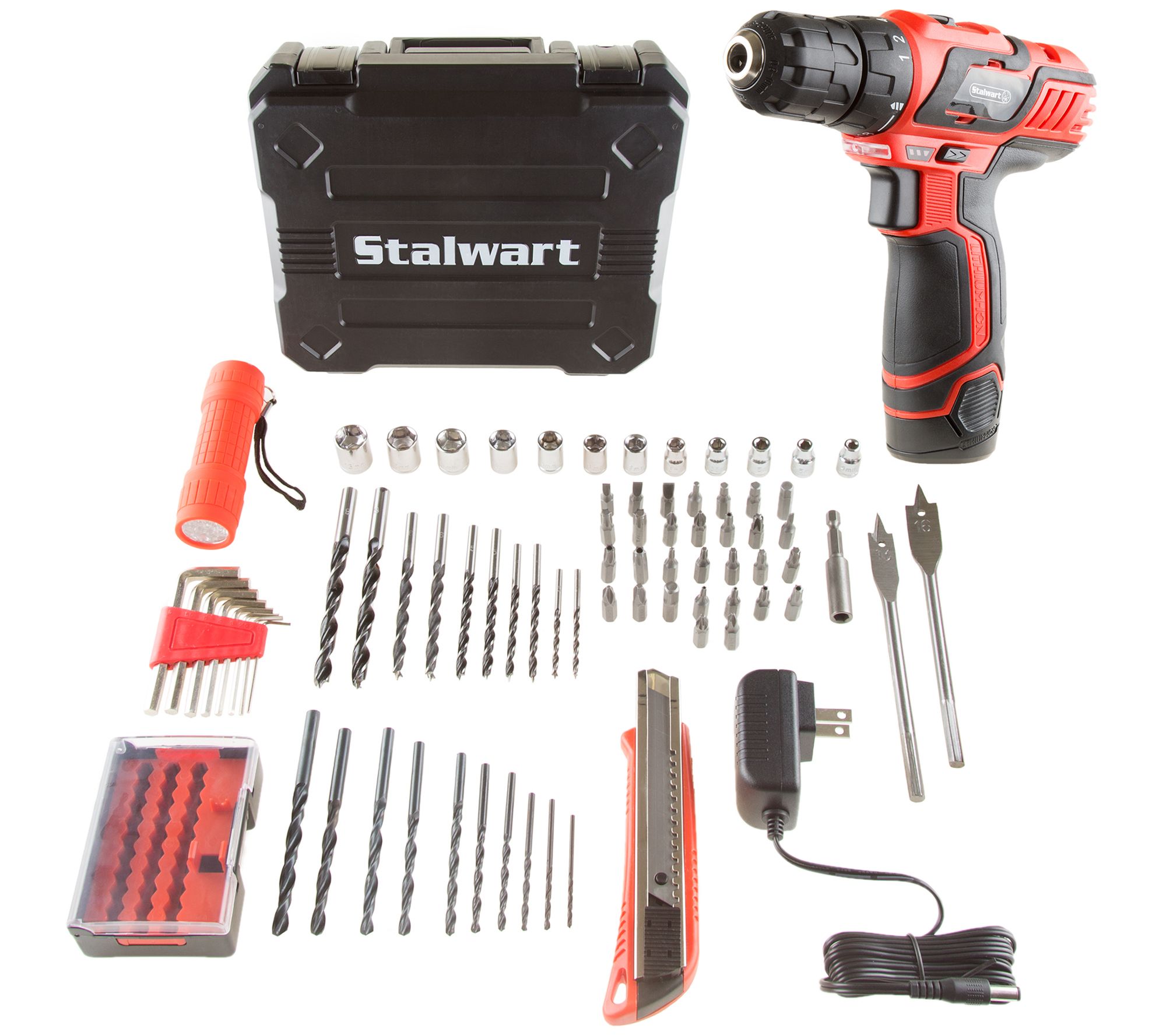 Stalwart 12V Lithium Ion 75 Pc 2 Speed Drill &Accessory Set