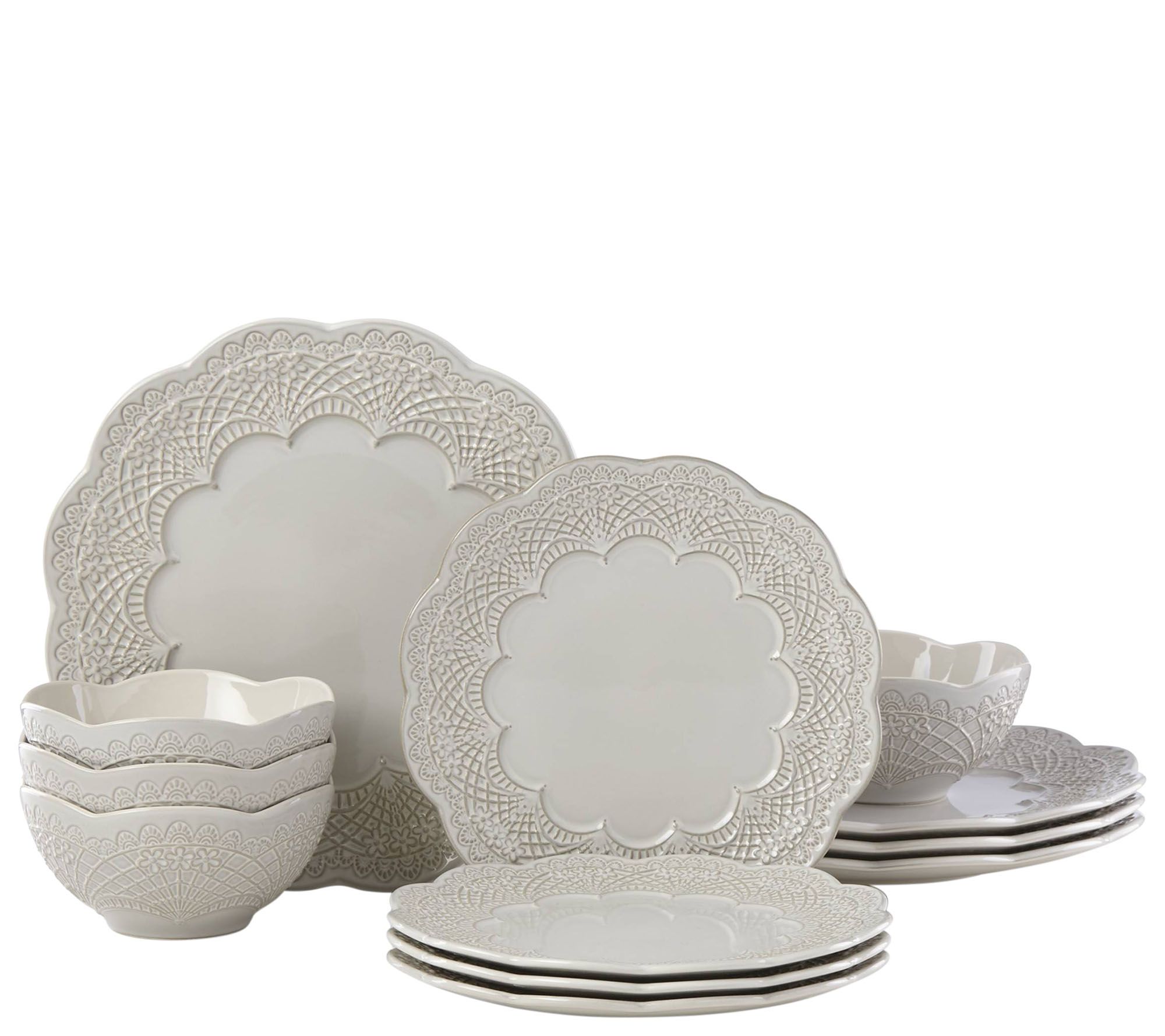 Lenox Chelse Muse Scallop 12Pc Dinnerware Set Gray