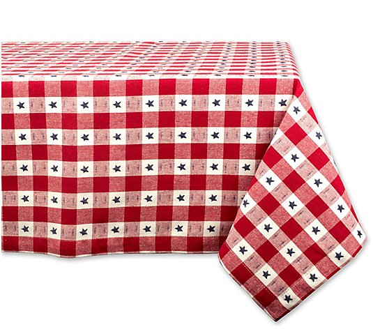 Design Imports Star Check Woven Tablecloth 60"x 84"