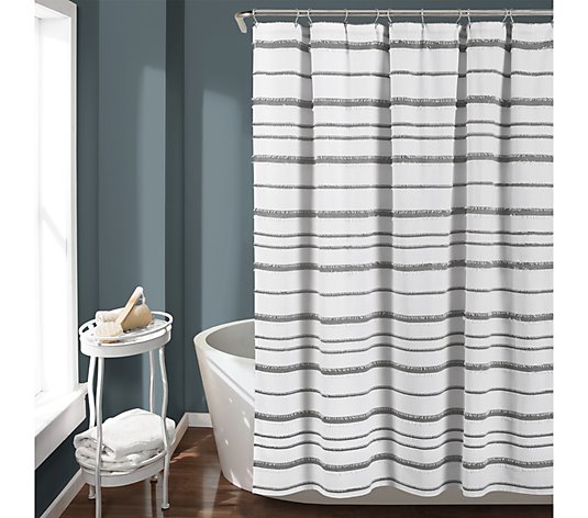 Stripe Clip Jacquard 72" x 72" Shower Curtain by Lush Decor