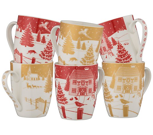 Aynsley China Christmas in the Country Mug Set
