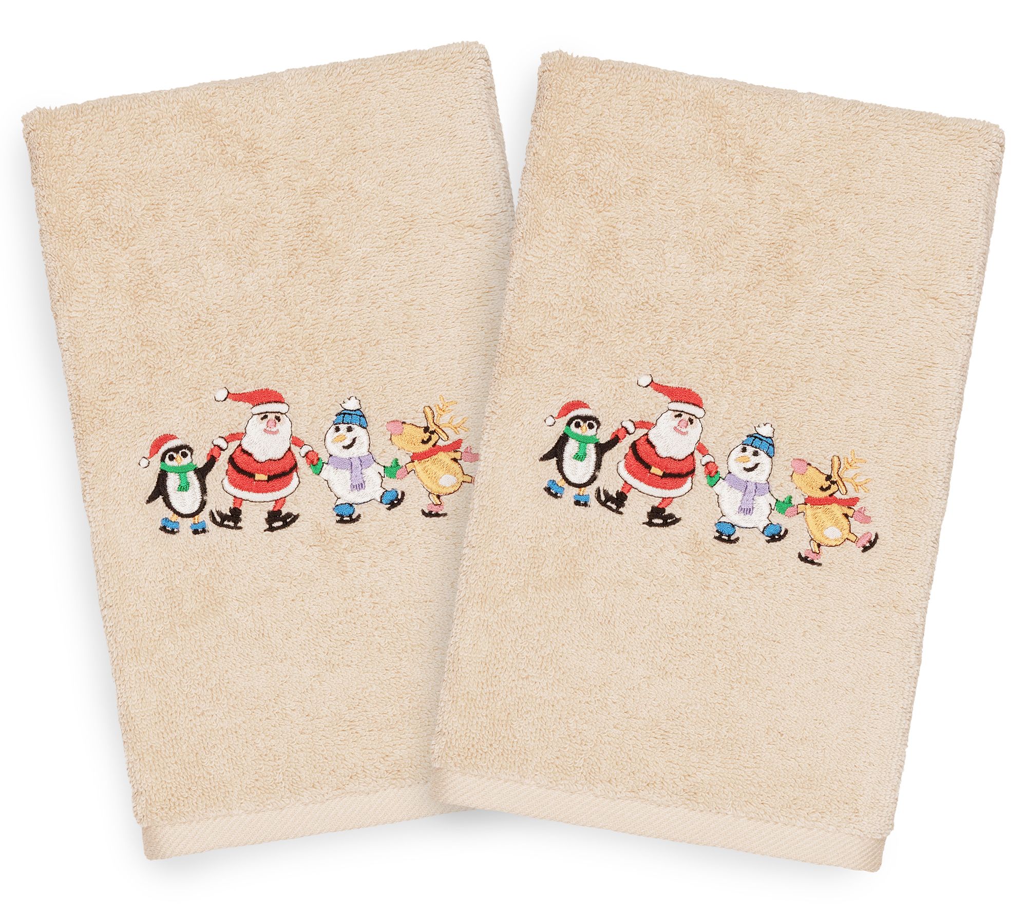 Linum Home Textiles Christmas Skating Party 2-PC Hand Towels