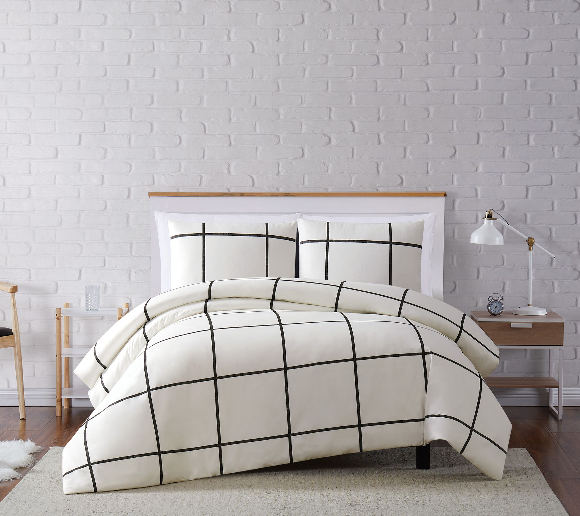 Truly Soft Kurt Windowpane Full/Queen 3-Piece Duvet Cover Set