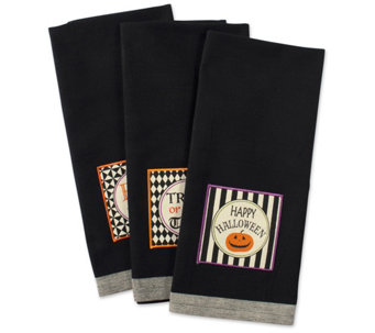 Design Imports Set of 3 Black All Hallows Eve Kitchen Towels - H326006