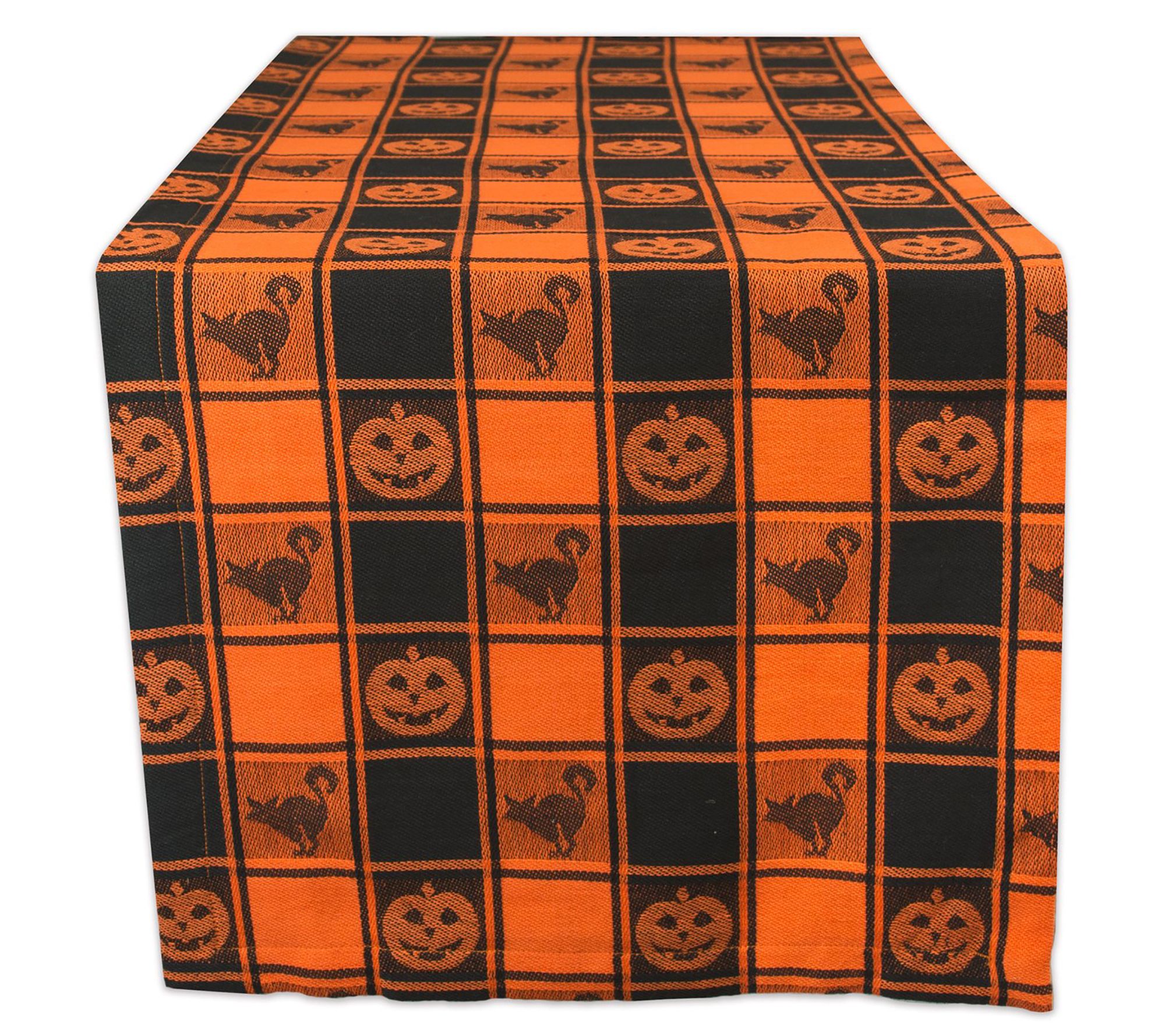 Design Imports Halloween Woven Check Table Runner 14" x 72"
