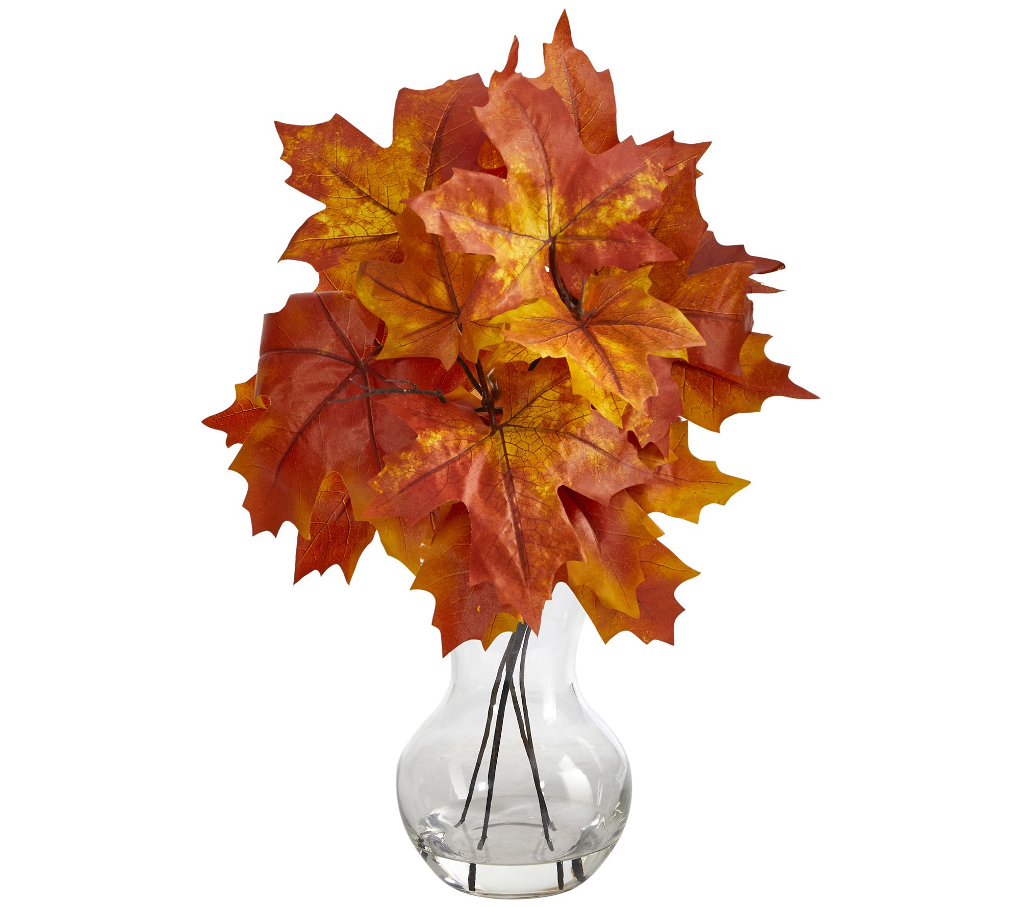 Nearly Natural 18" Autumn Maple Leaf Plant in Glass Vase
