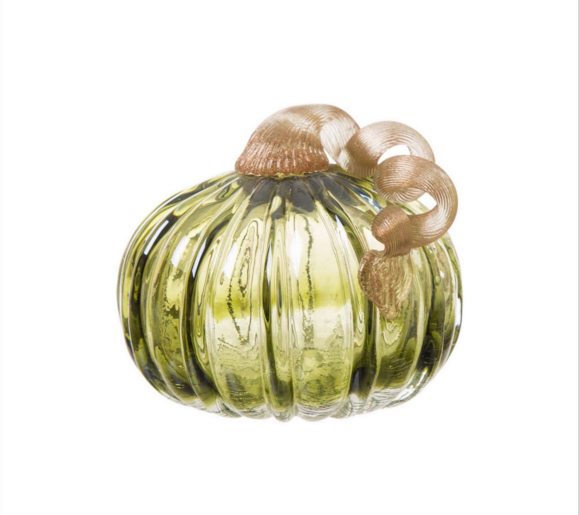 Glitzhome Crackle Glass Short Round DecorativeIndoor Pumpkin