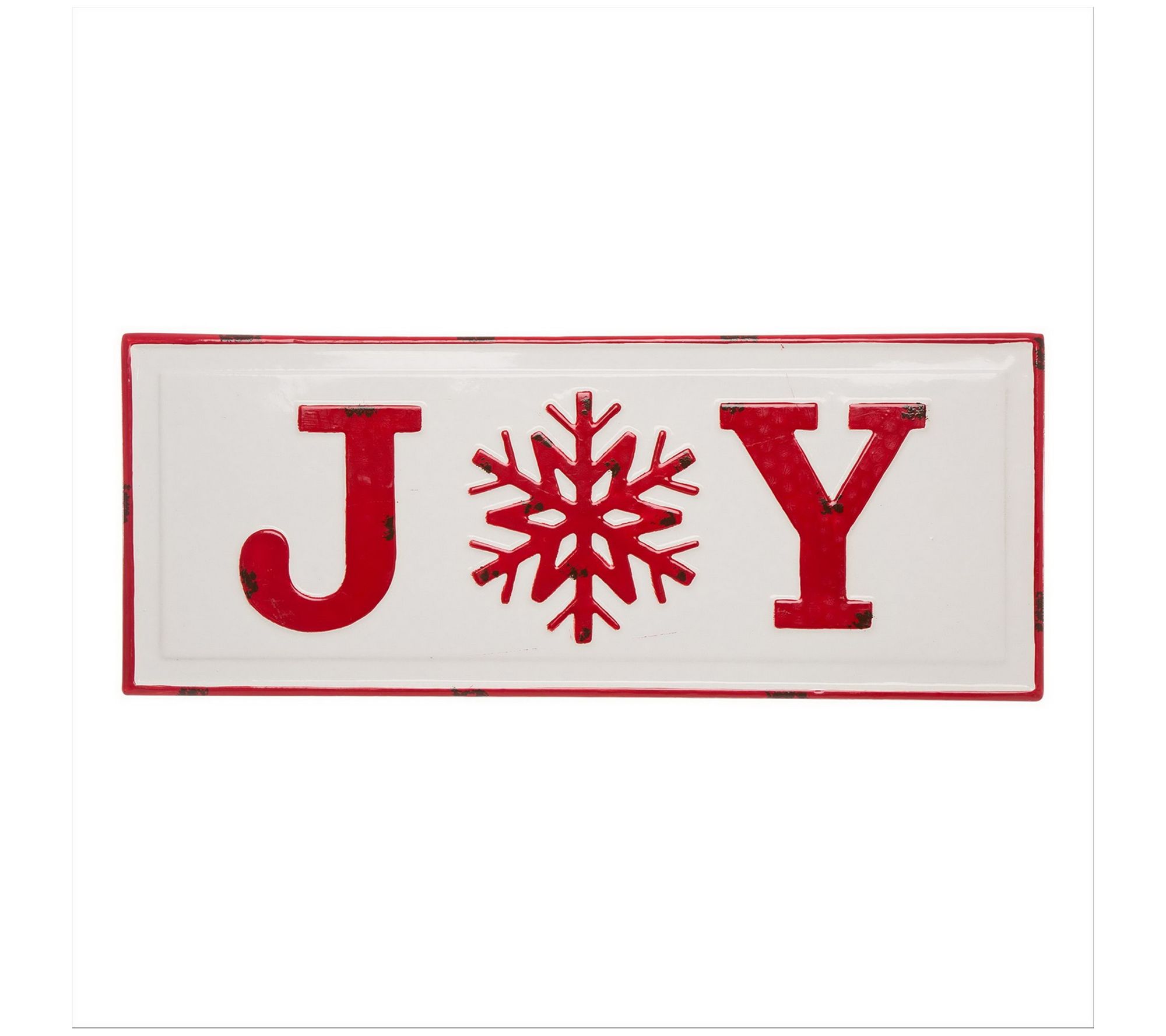 Glitzhome JOY and Snowflake Enameled Metal Hanging Wall Sign