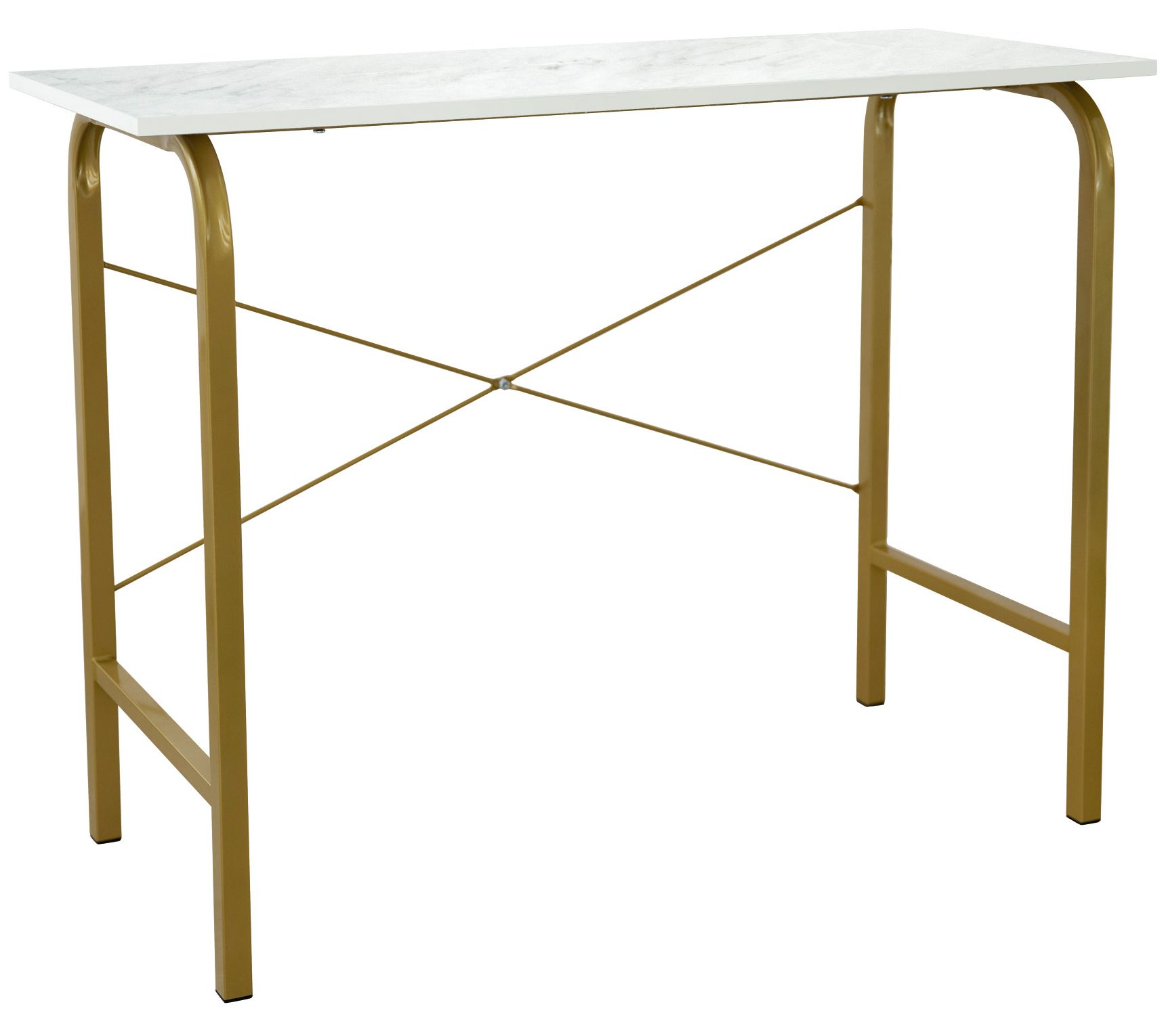 Teamson Home Office Computer Desk Metal Base, Marble/Brass