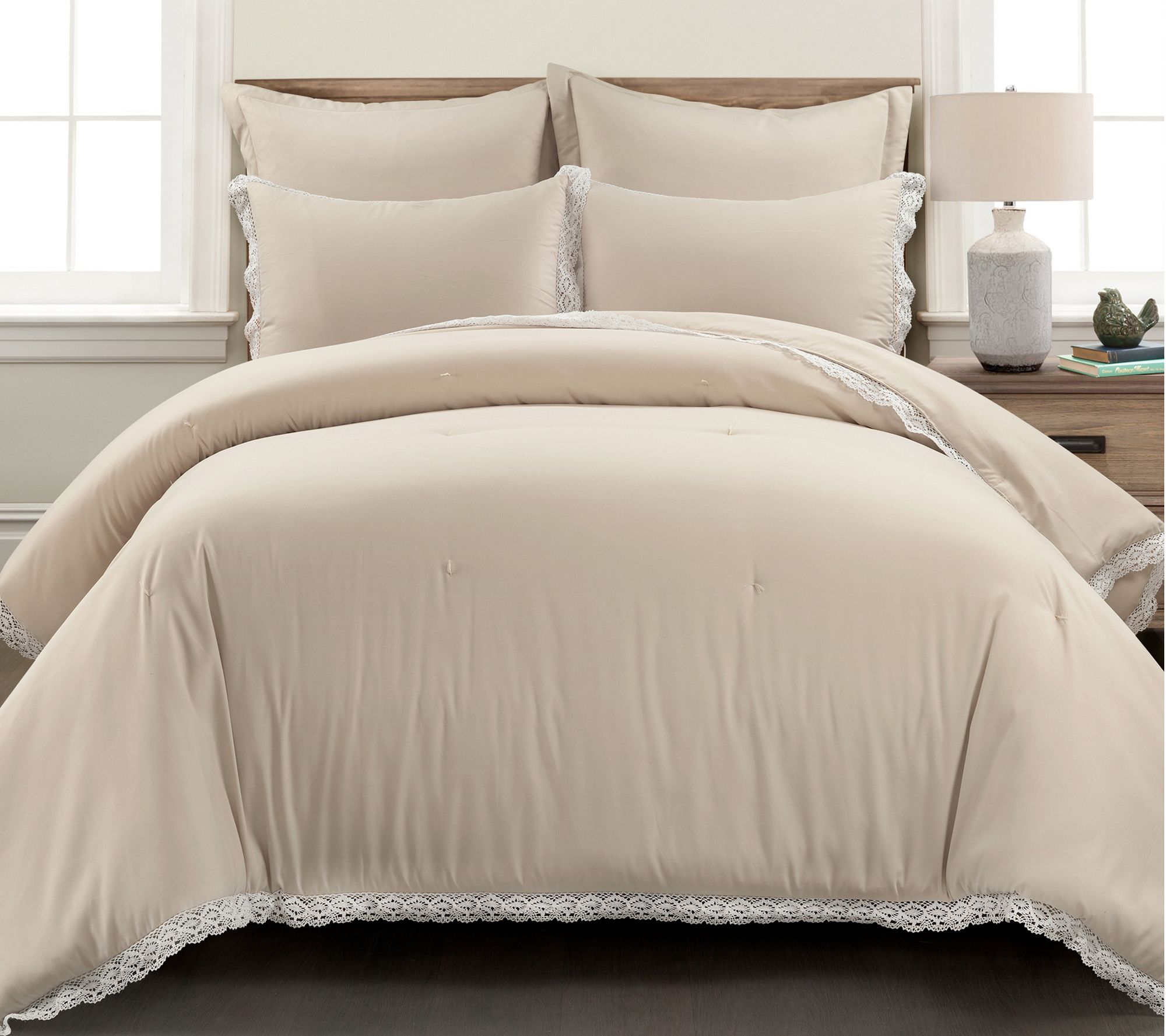 Rosalie Cottage Lace Comforter 5-Piece Queen by Lush Decor