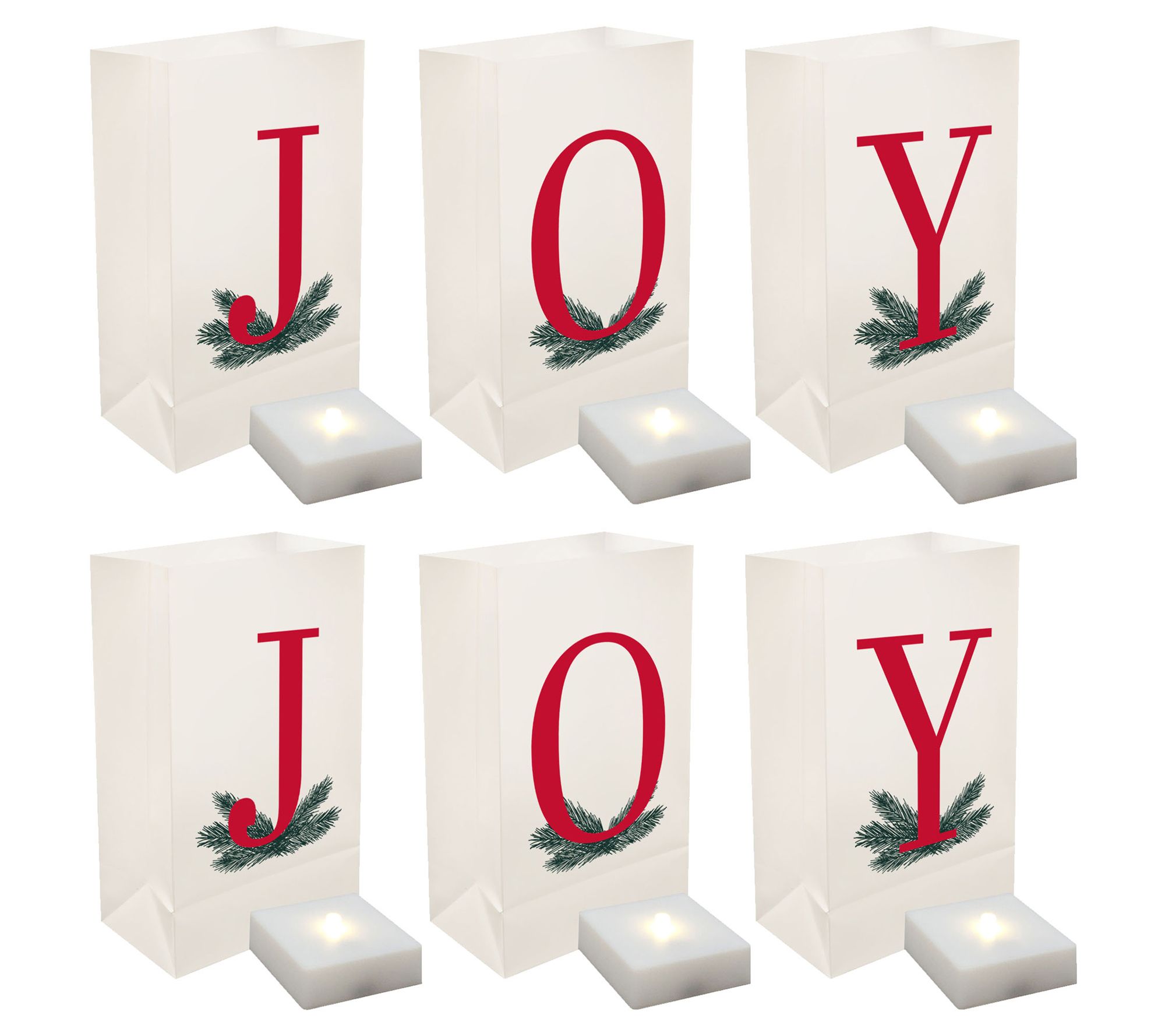 LumaBase Battery-Operated LED Luminaria Kit - JOY, 6ct