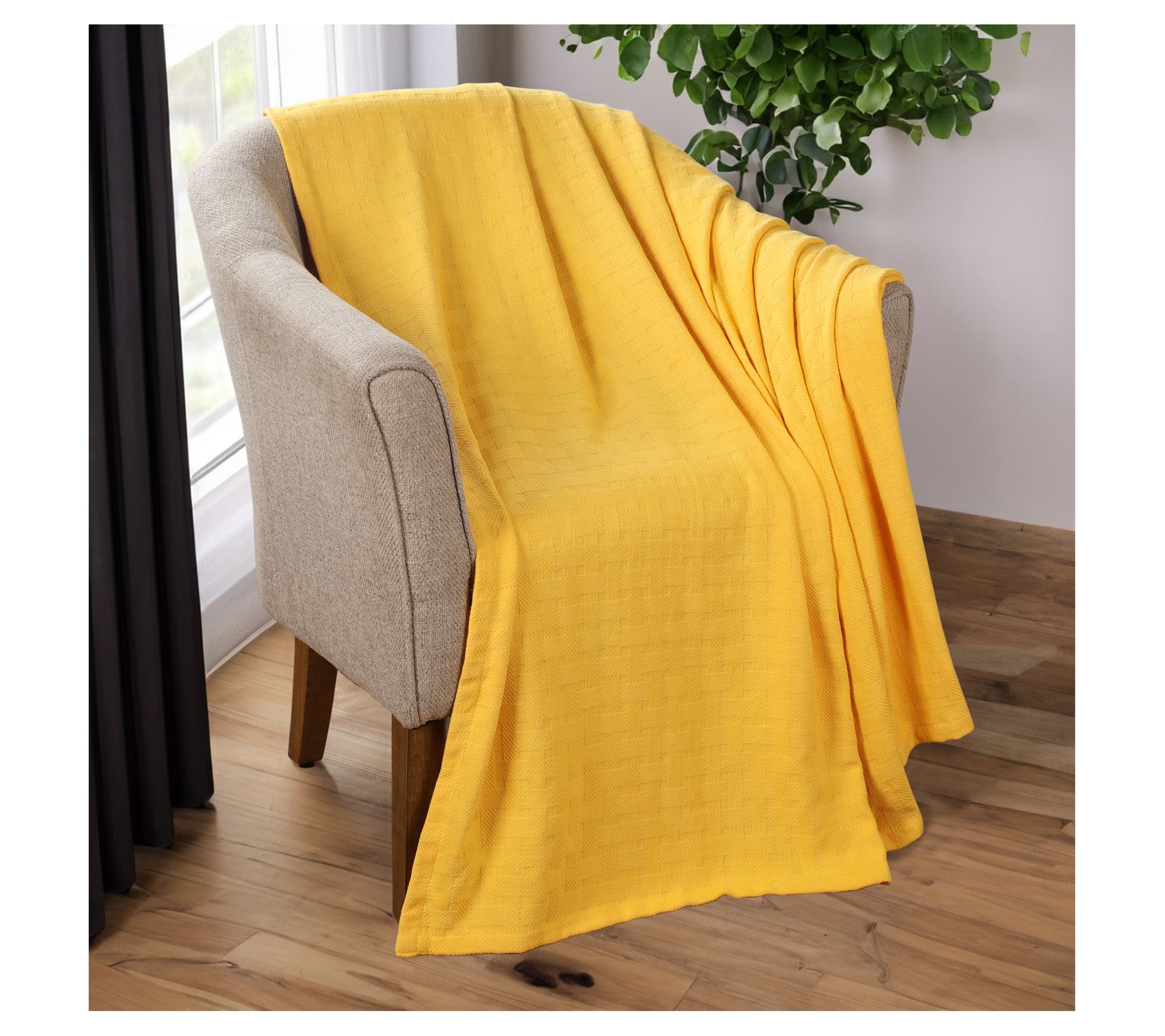 Superior Basketweave All-Season Cotton Throw Bl anket