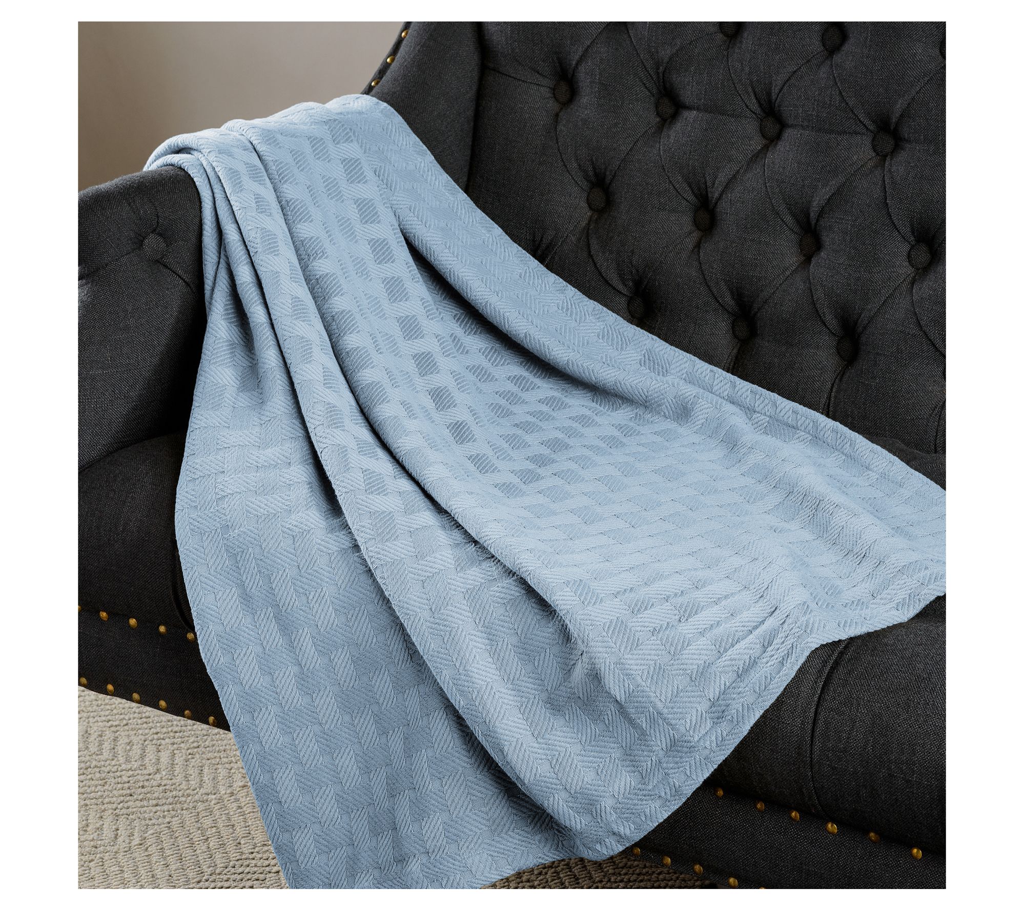 Superior Basketweave All-Season Cotton Throw Bl anket