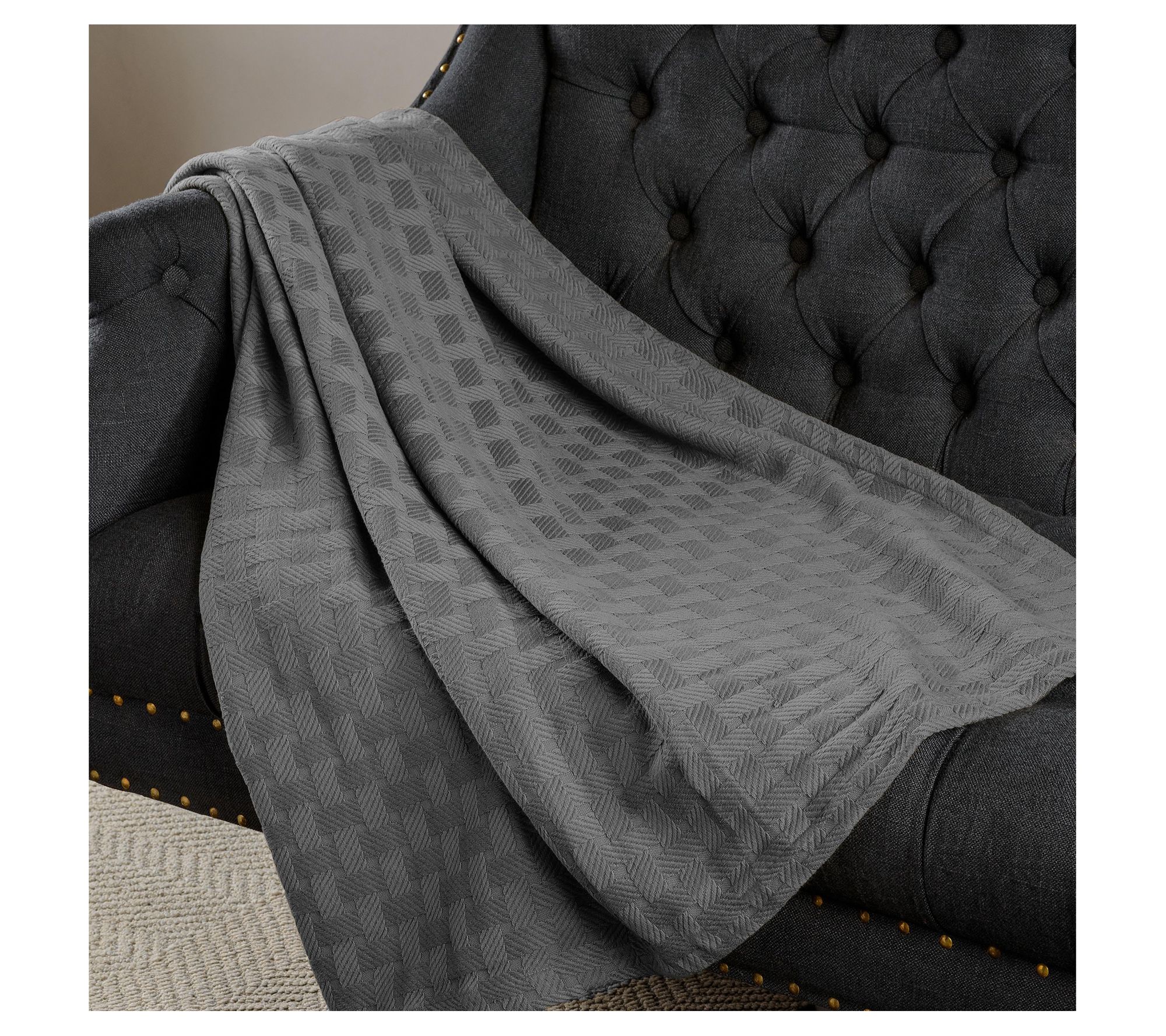 Superior Basketweave All-Season Cotton Throw Bl anket