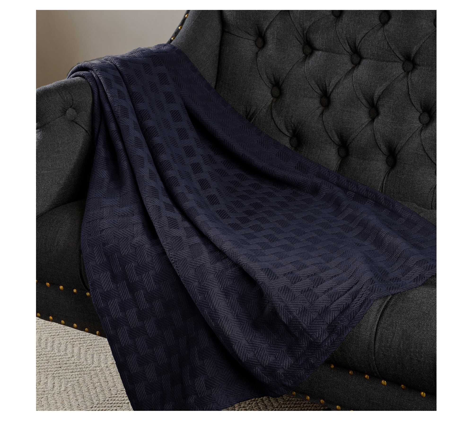 Superior Basketweave All-Season Cotton Throw Bl anket