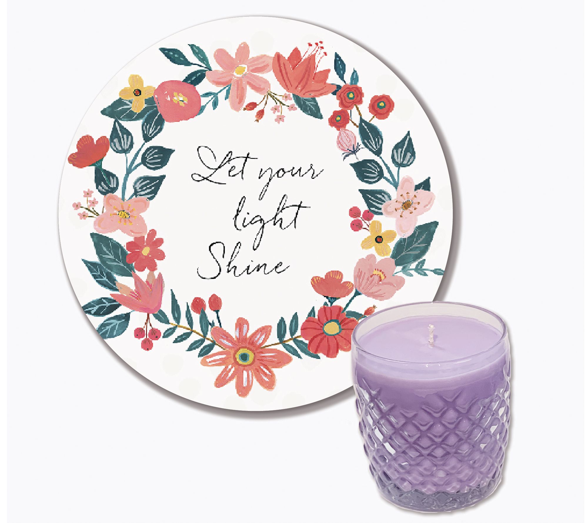 Courtside Bright Petals IV 8x8 Art Board & 9 oz Candle Set
