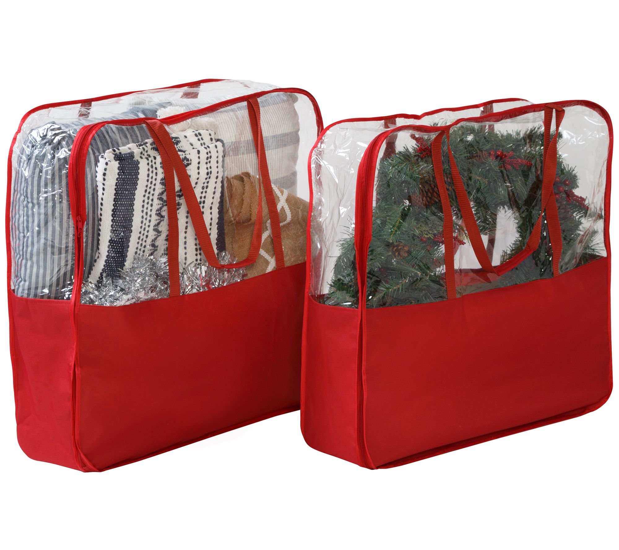 HoneyCanDo 2 Pack ClearView Christmas Stor age Bags