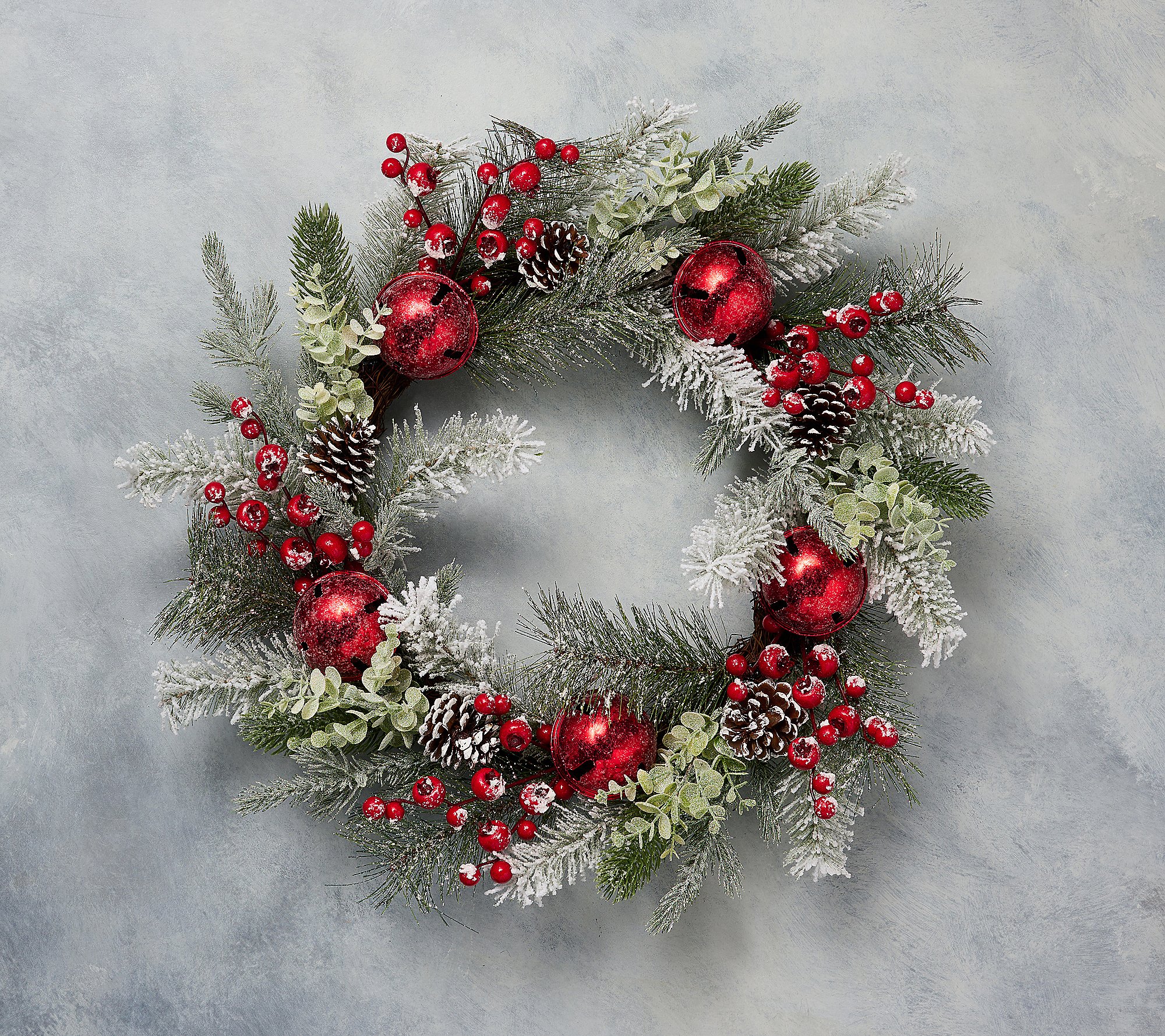 Red Berry & Frosted Pine Cone Wreath 24