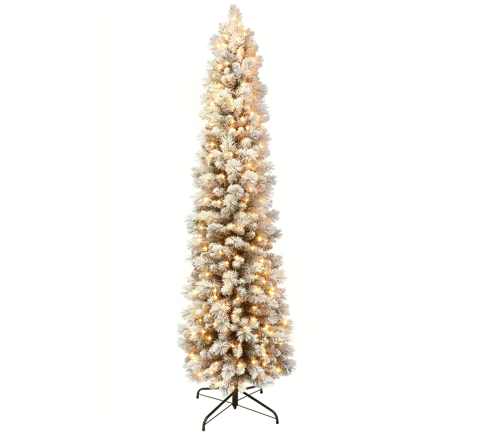 Puleo International 6.5 ft Pre-Lit Flocked Pine Pencil Tree