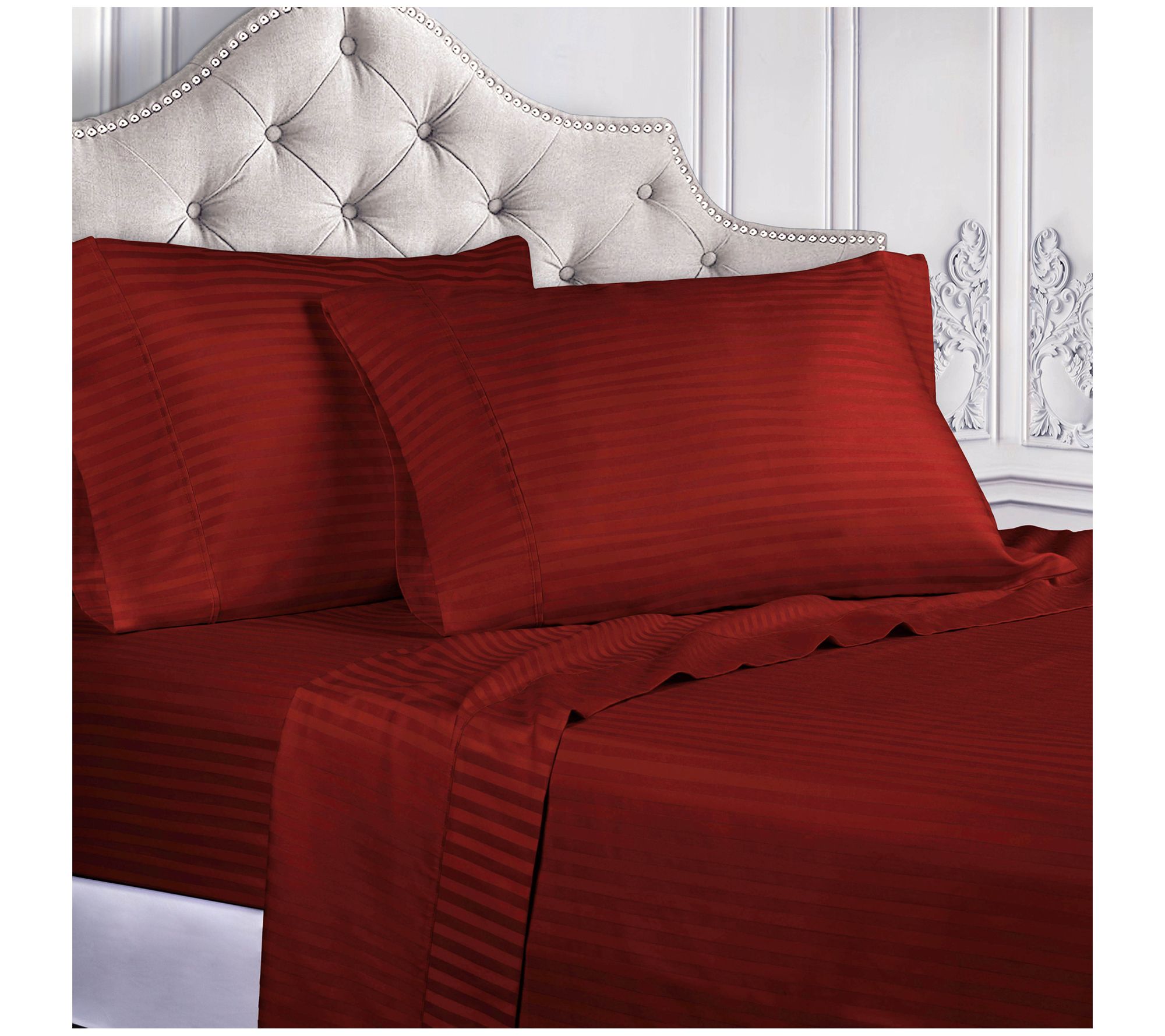 Superior 400-TC Egyptian Cotton Striped Sheet Set, Cal.King