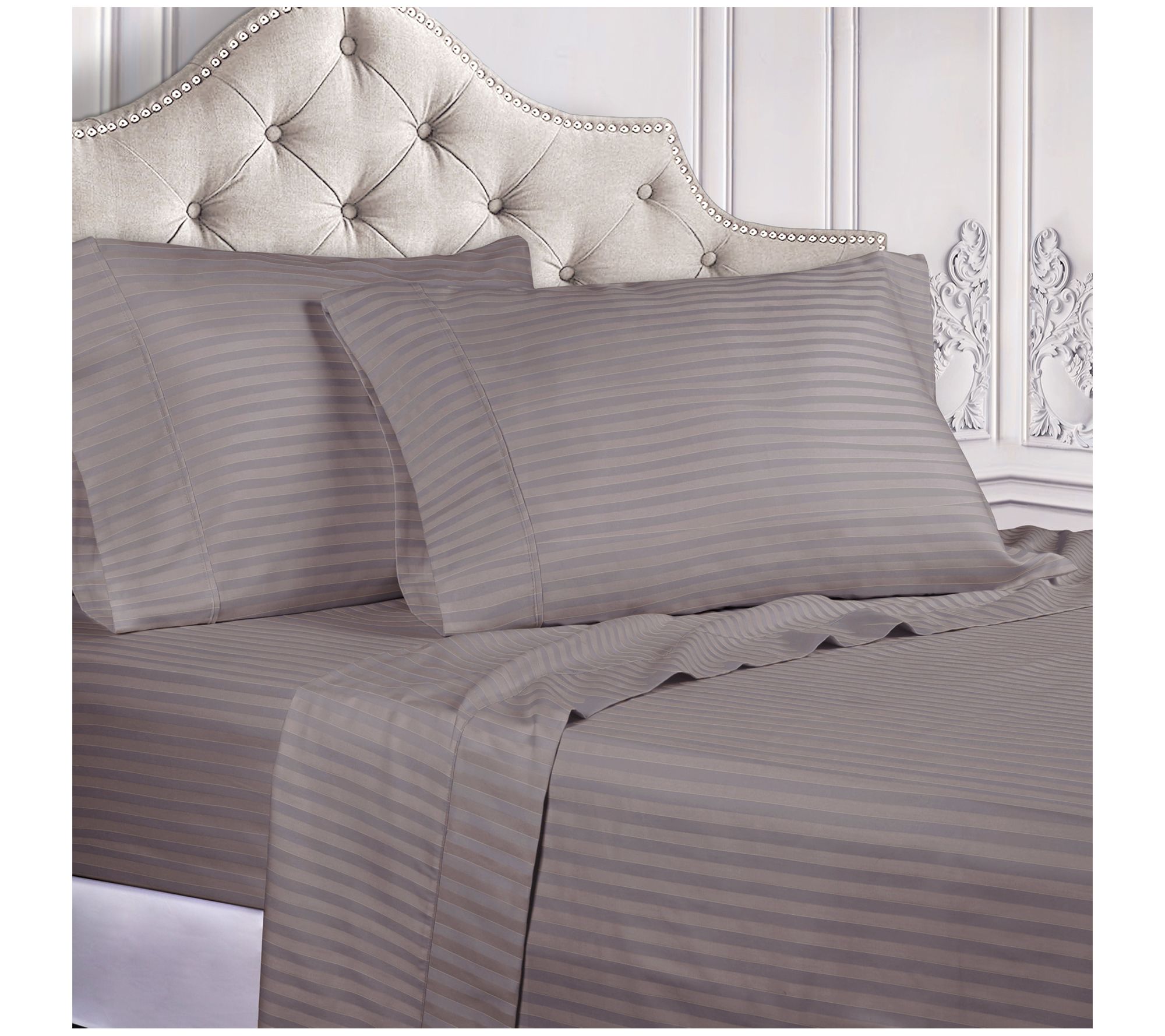Superior 400-TC Egyptian Cotton Striped Sheet Set, Cal.King