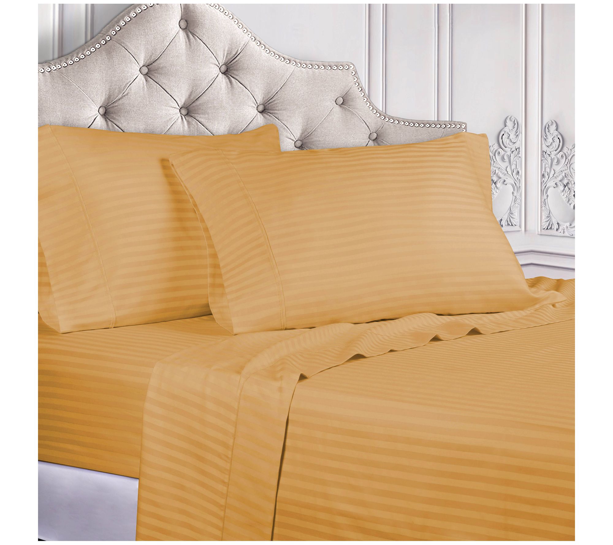 Superior 400-TC Egyptian Cotton Striped Sheet Set, Cal.King