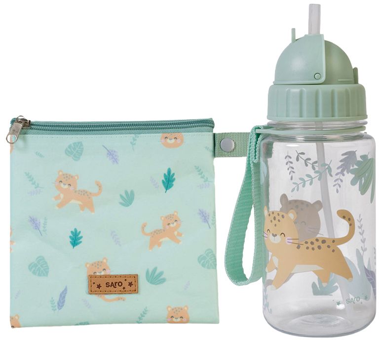 Saro Kids Bottle  w/ Straw and Vertical Food Bag Set