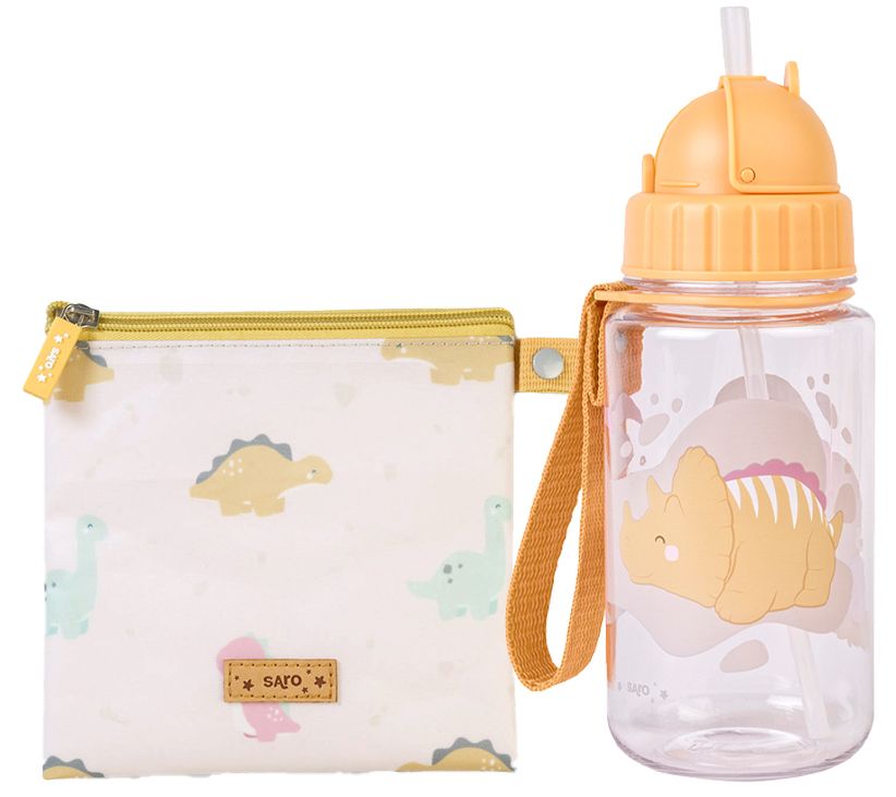 Saro Kids Bottle  w/ Straw and Vertical Food Bag Set