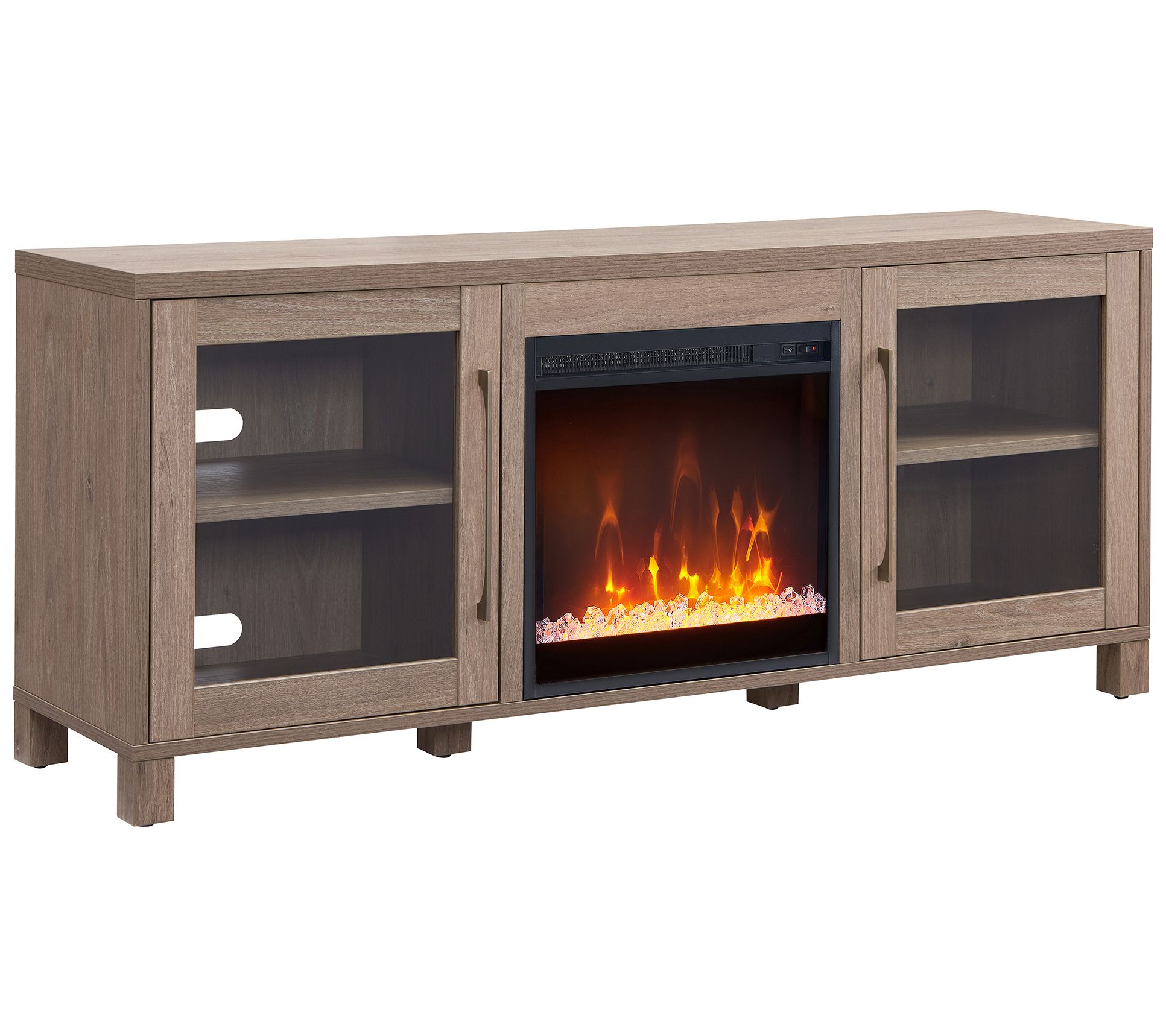 Hudson & Canal Quincy 65" TV Stand with Crystal Fireplace