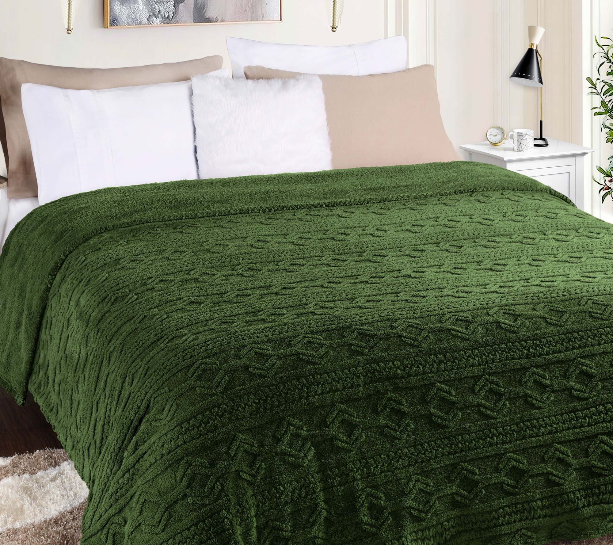 Superior Boho Knit Jacquard Fleece Fluffy Blanket - King