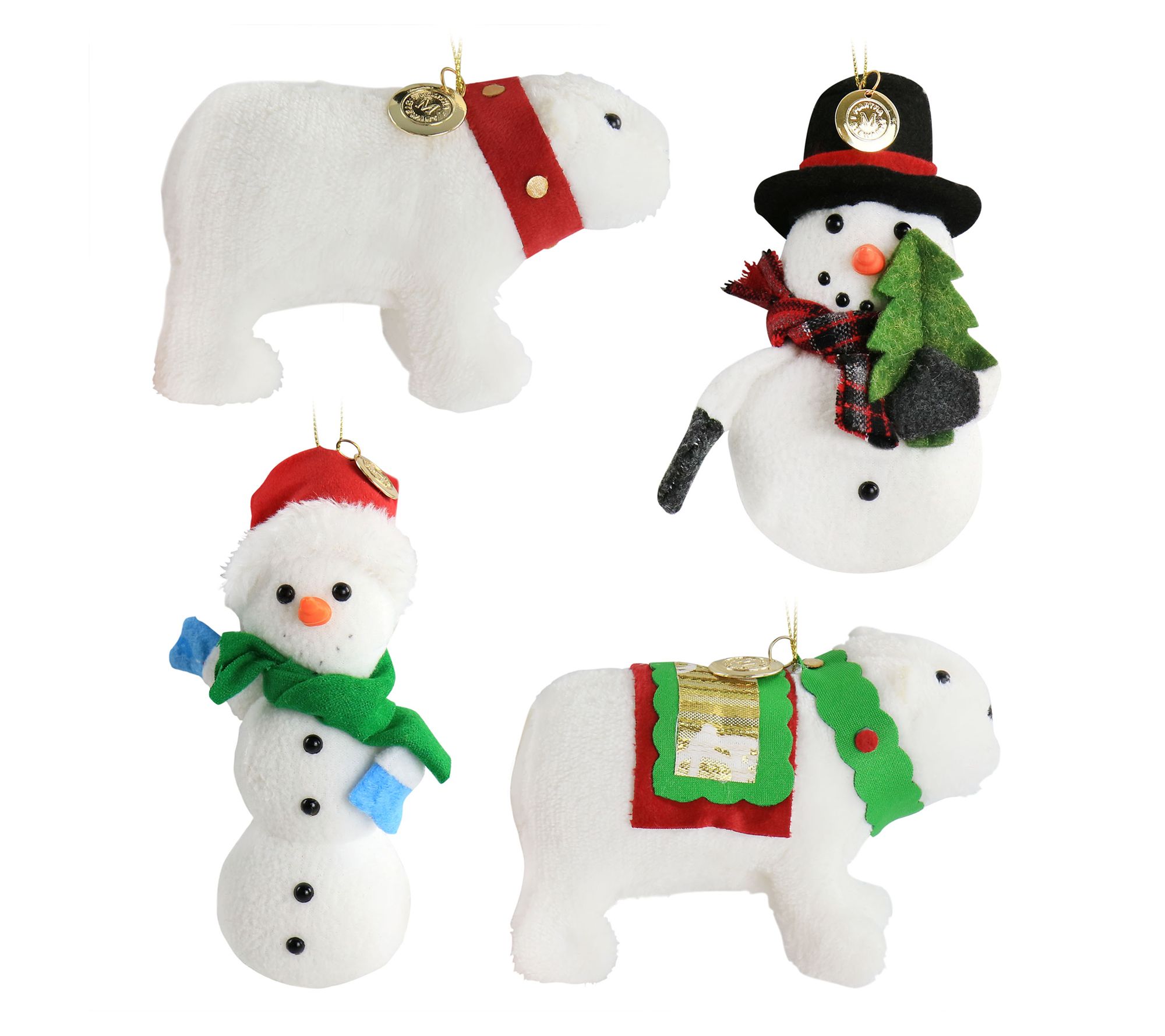 Martha Stewart  Plush Polar Bear and Snowman 4Piece Set