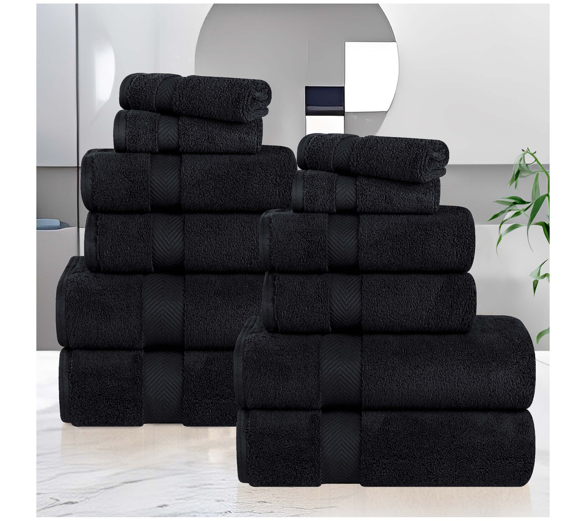Superior Zero Twist Cotton Solid 12 Piece TowelSet
